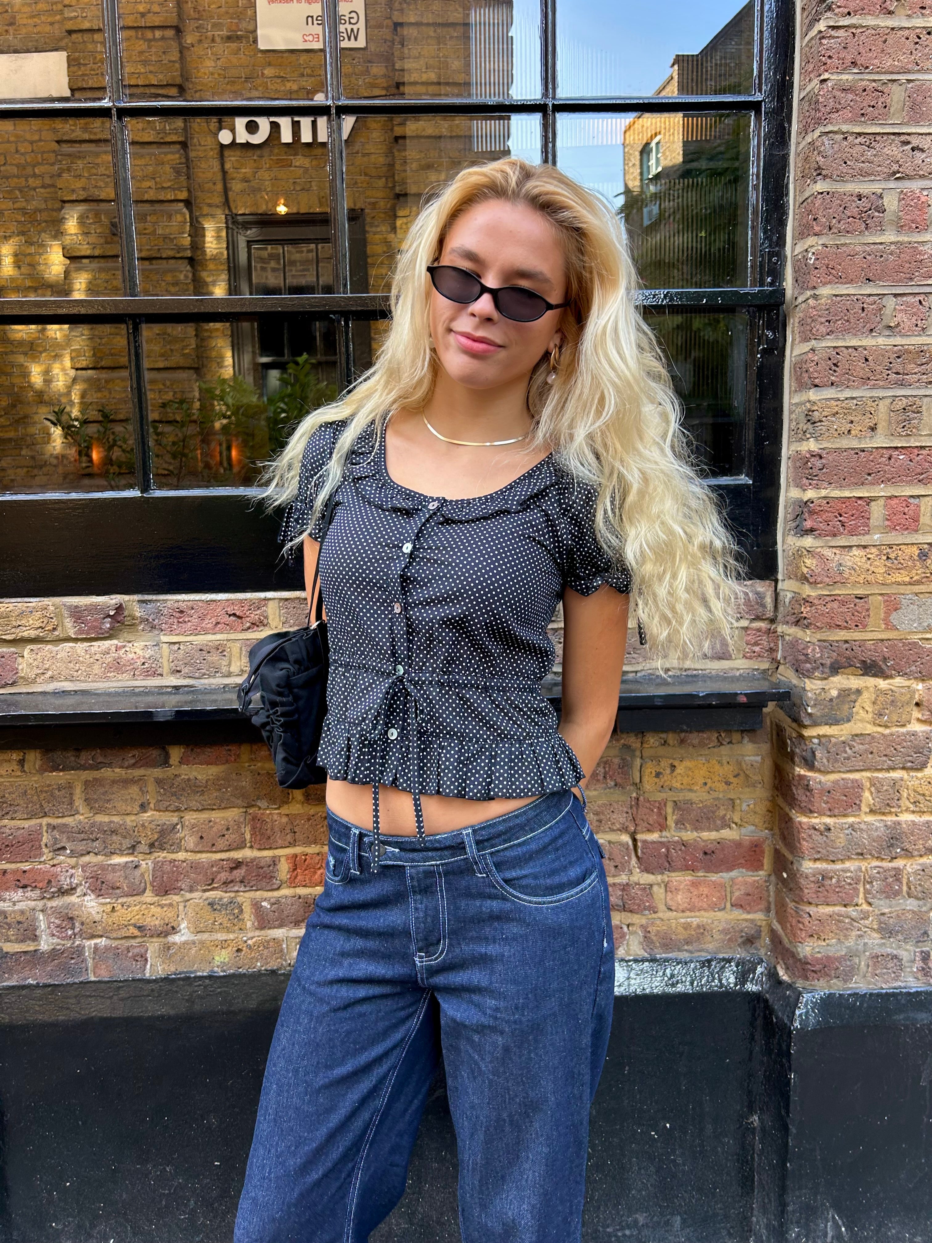 Ines Blouse - Black Polka Dot (Short Sleeve)