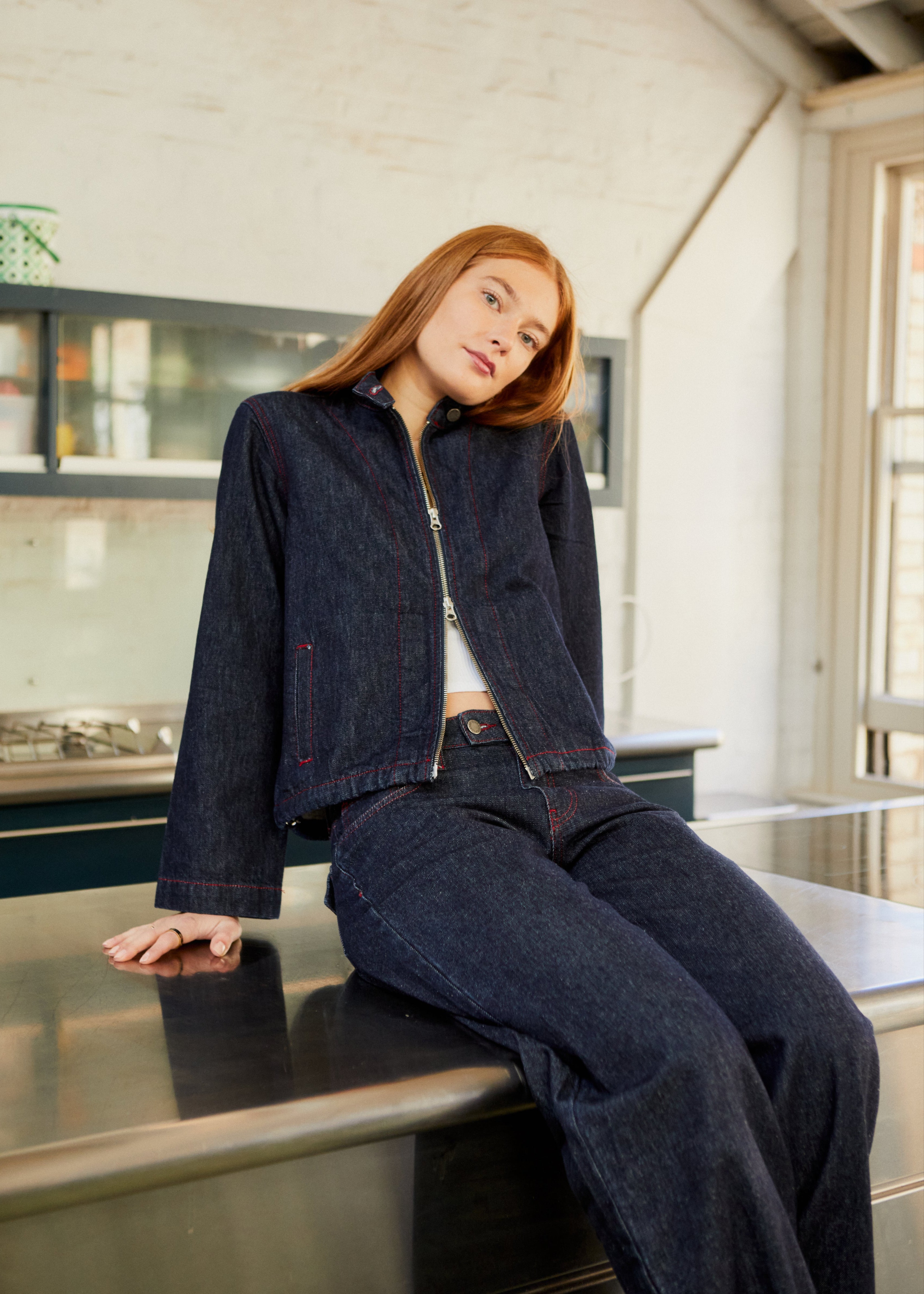 The Nina Jacket - Indigo & Red