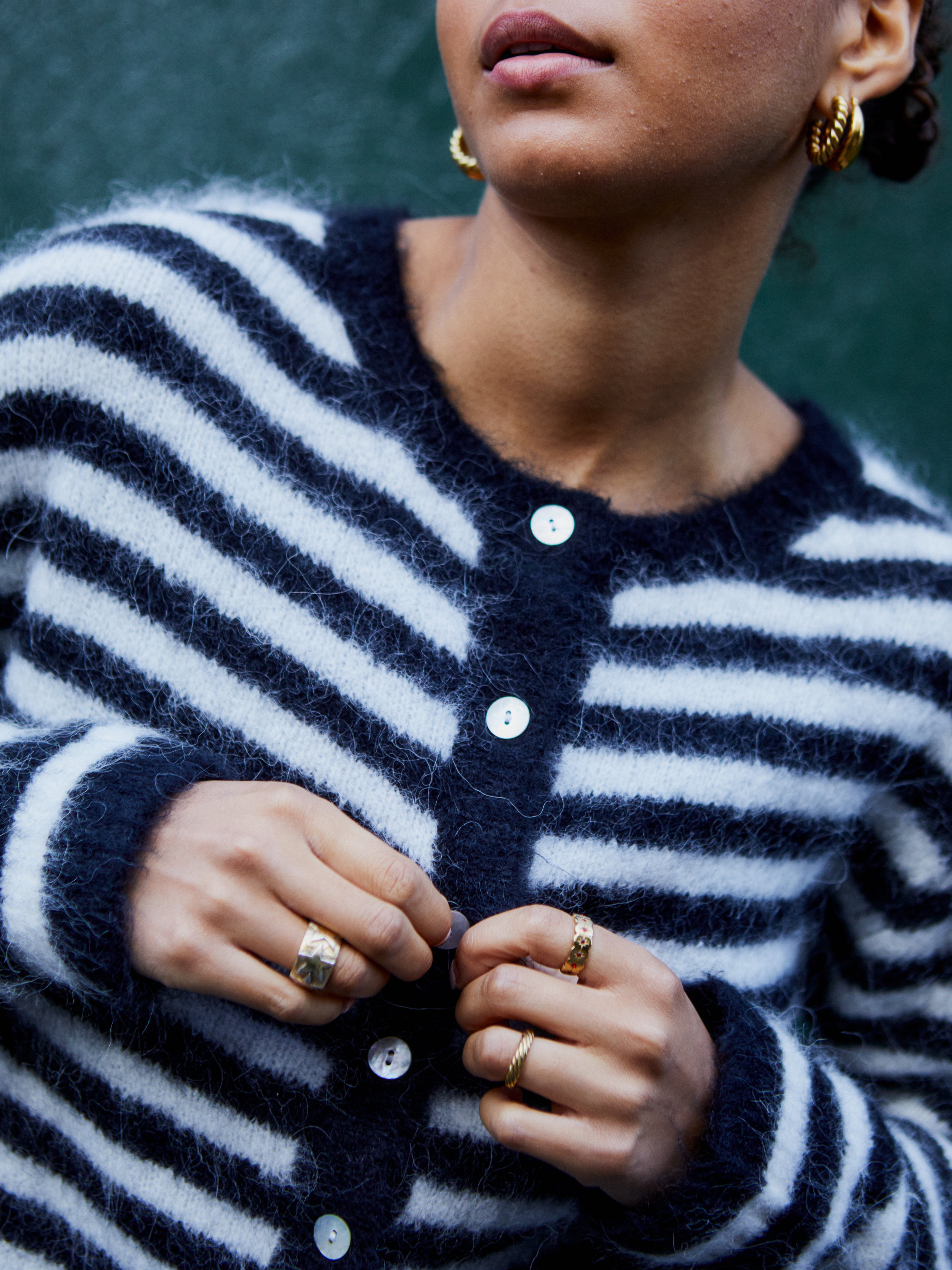 The Evie Cardigan - Black Stripe