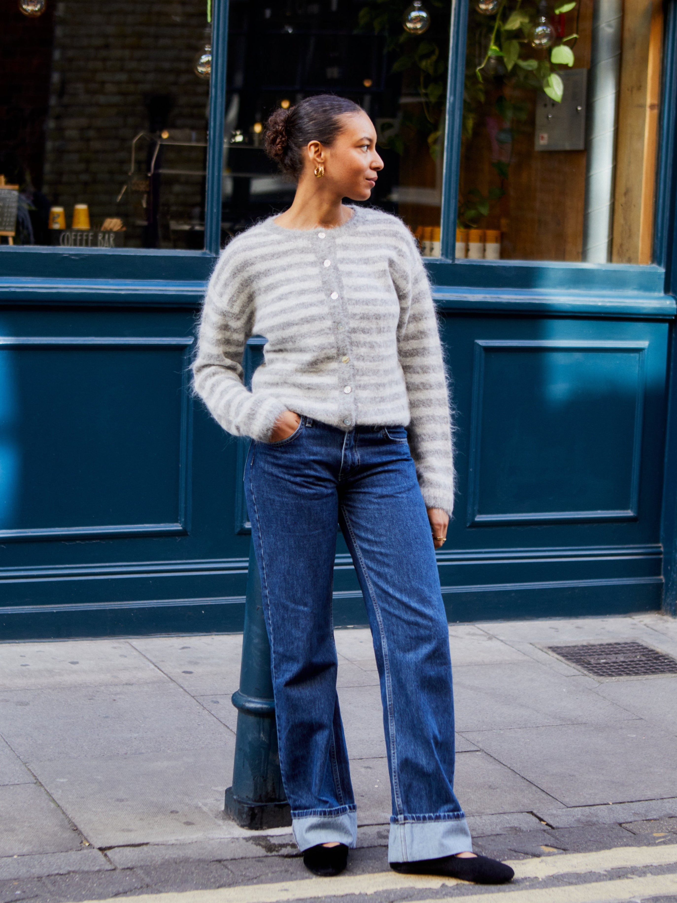 Evie Cardigan - Grey Stripe