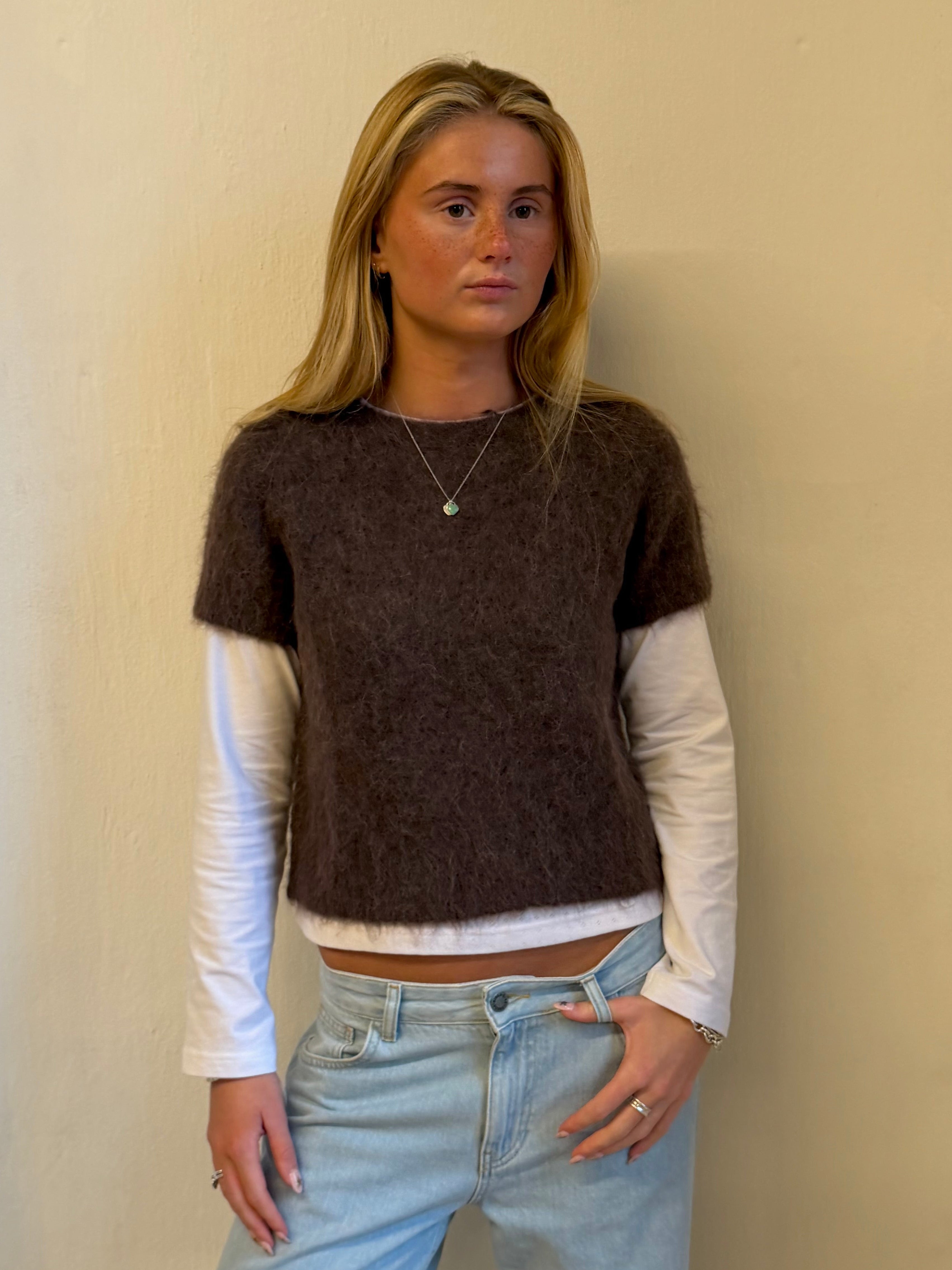 Short Sleeve Knit - Brown