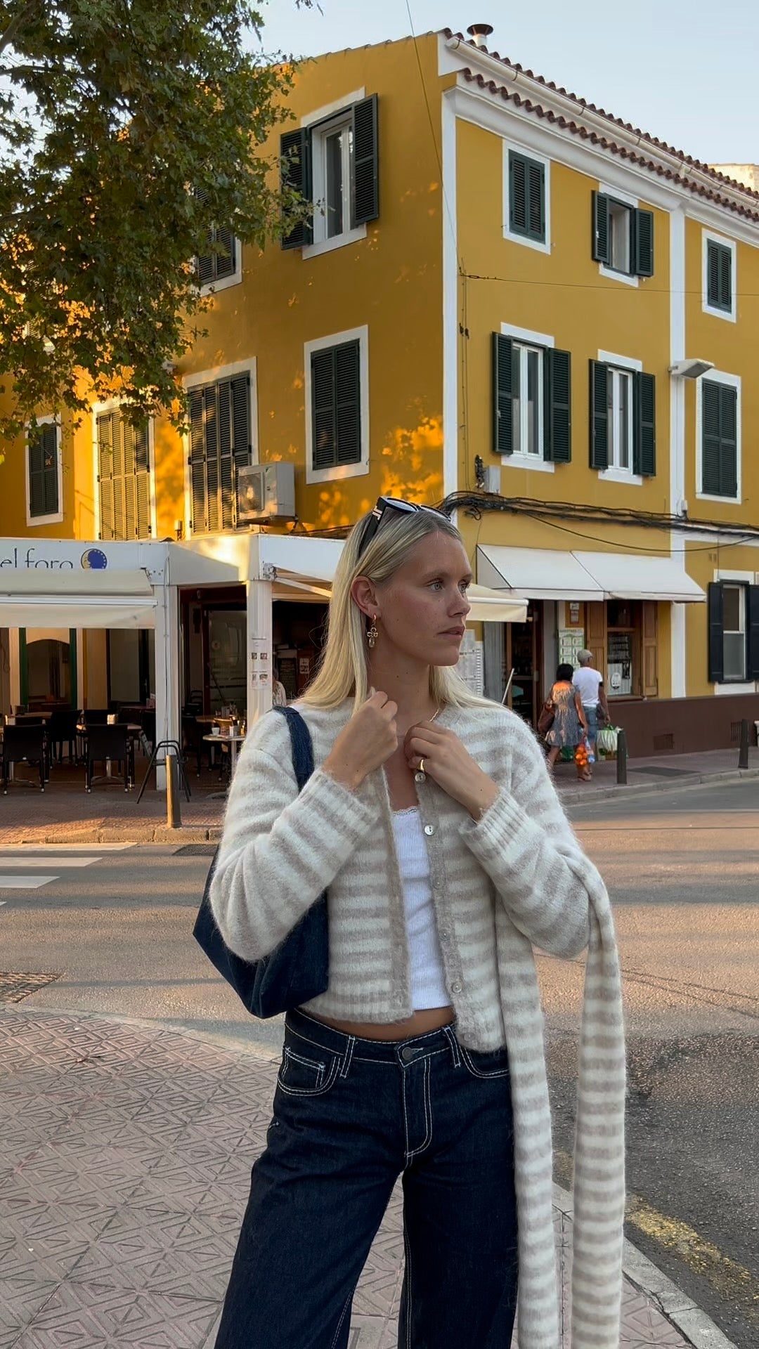 Evie Scarf - Beige Stripe