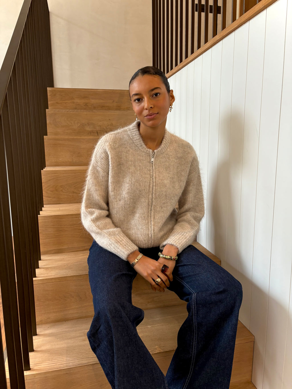 Dual Zip Bomber - Beige