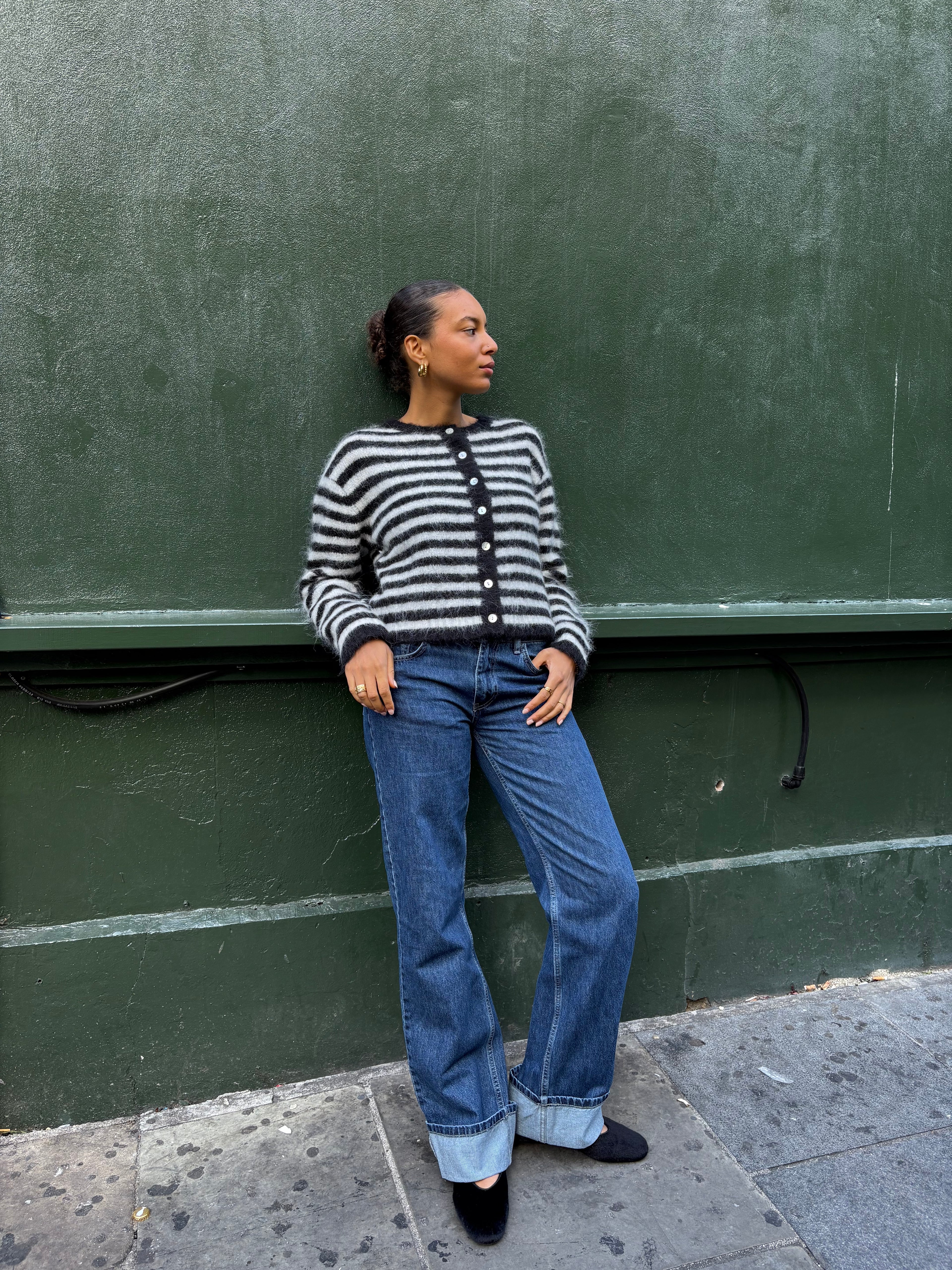 Evie Cardigan - Black Stripe