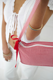 Gingham Shoulder Bag - Red