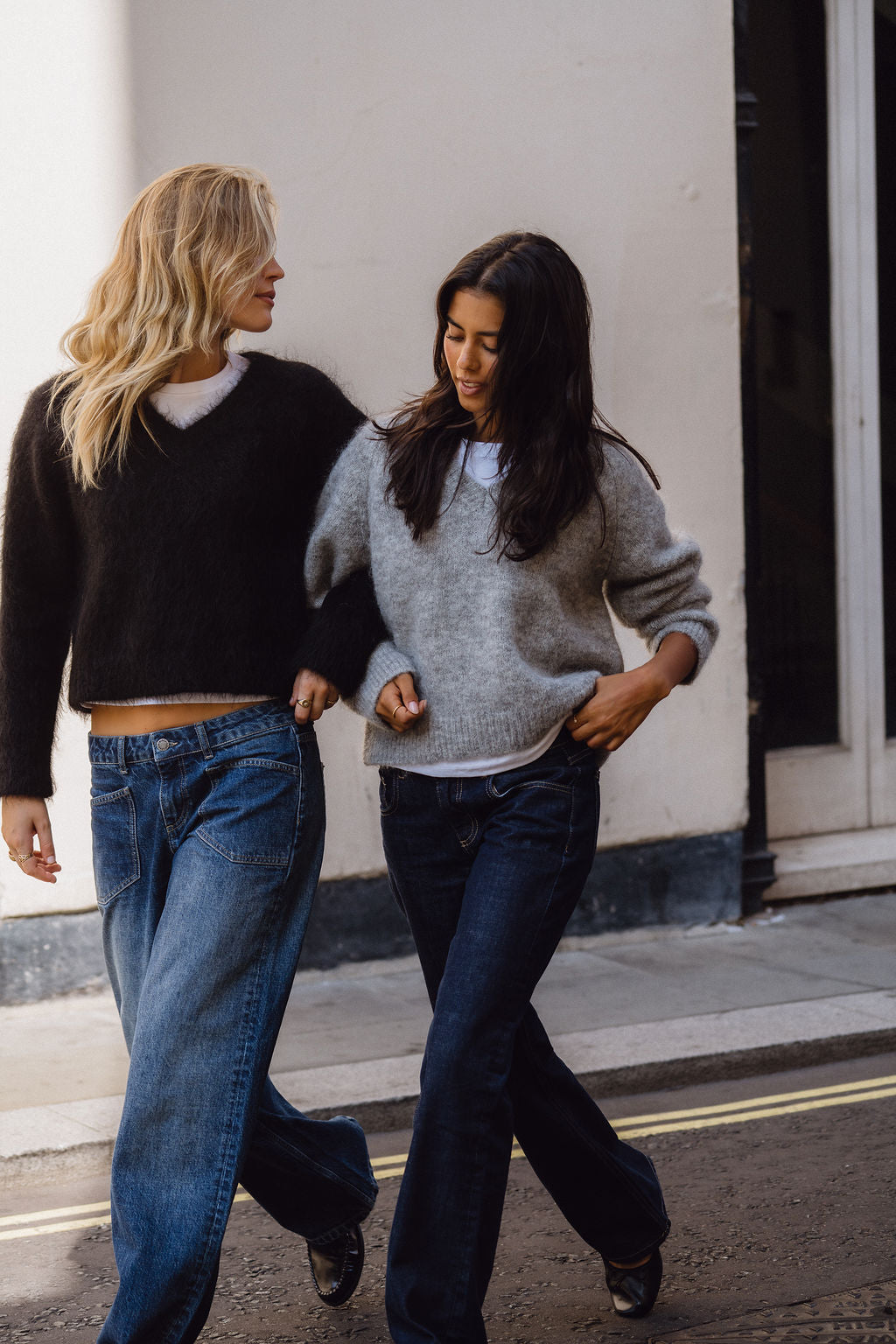Florence V Neck Jumper - Grey