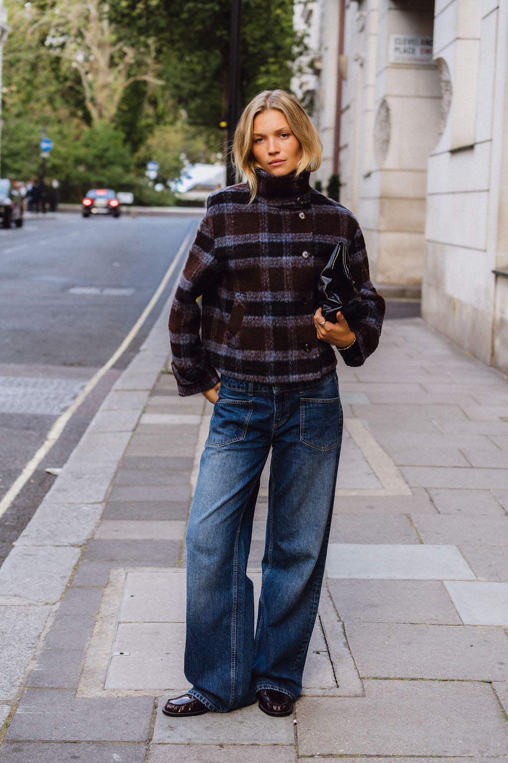 Maude Coat - Brown & Blue