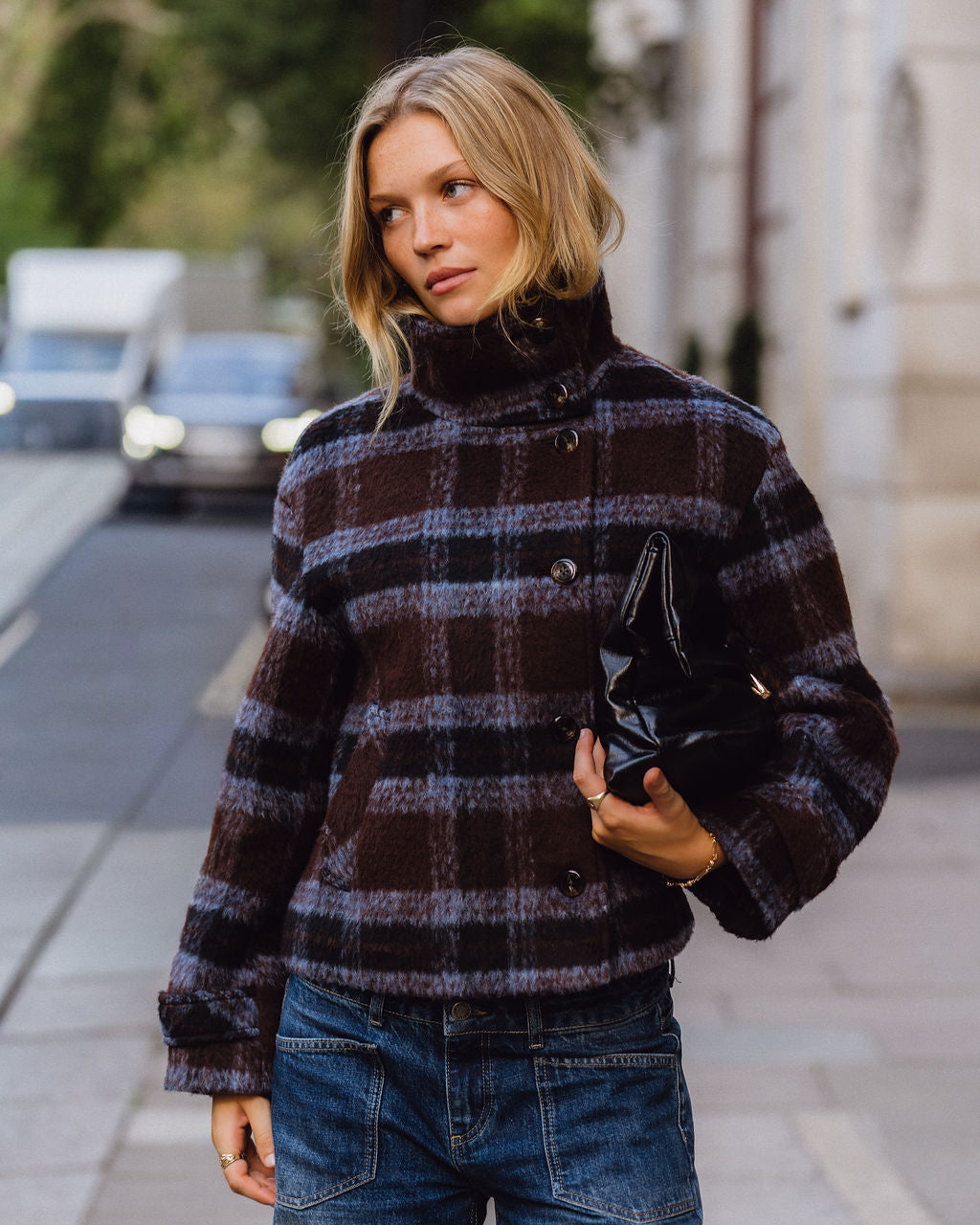 Maude Coat - Brown & Blue