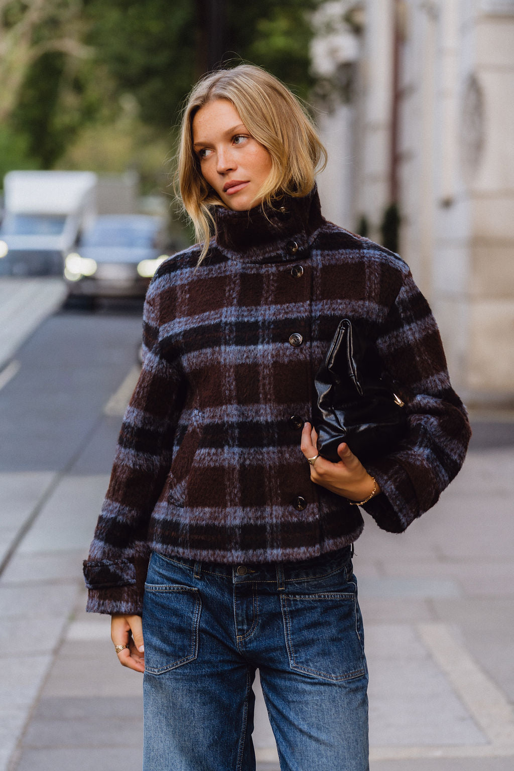 Maude Coat - Brown & Blue