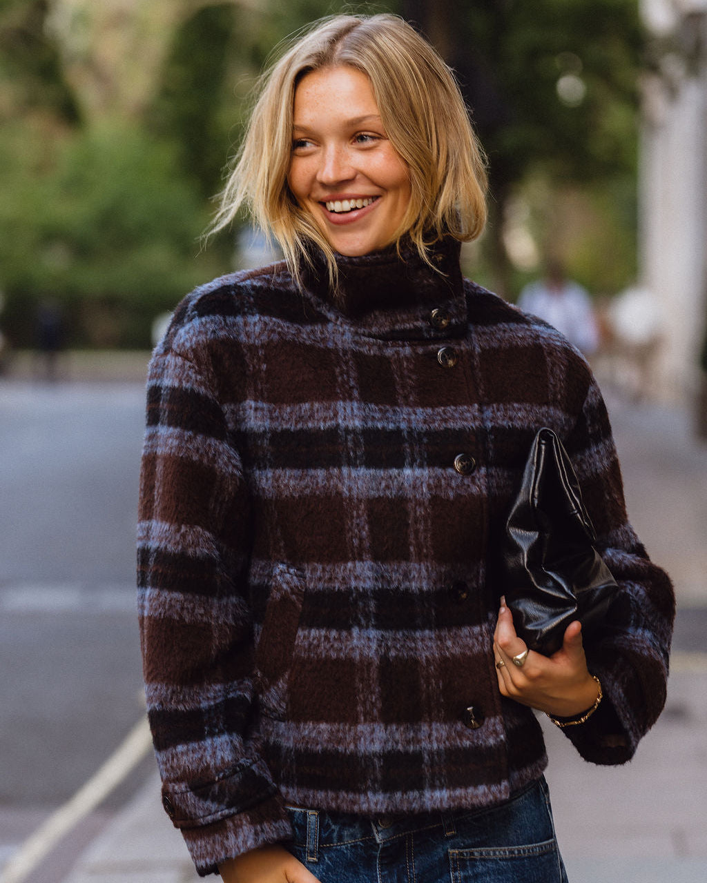 Maude Coat - Brown & Blue
