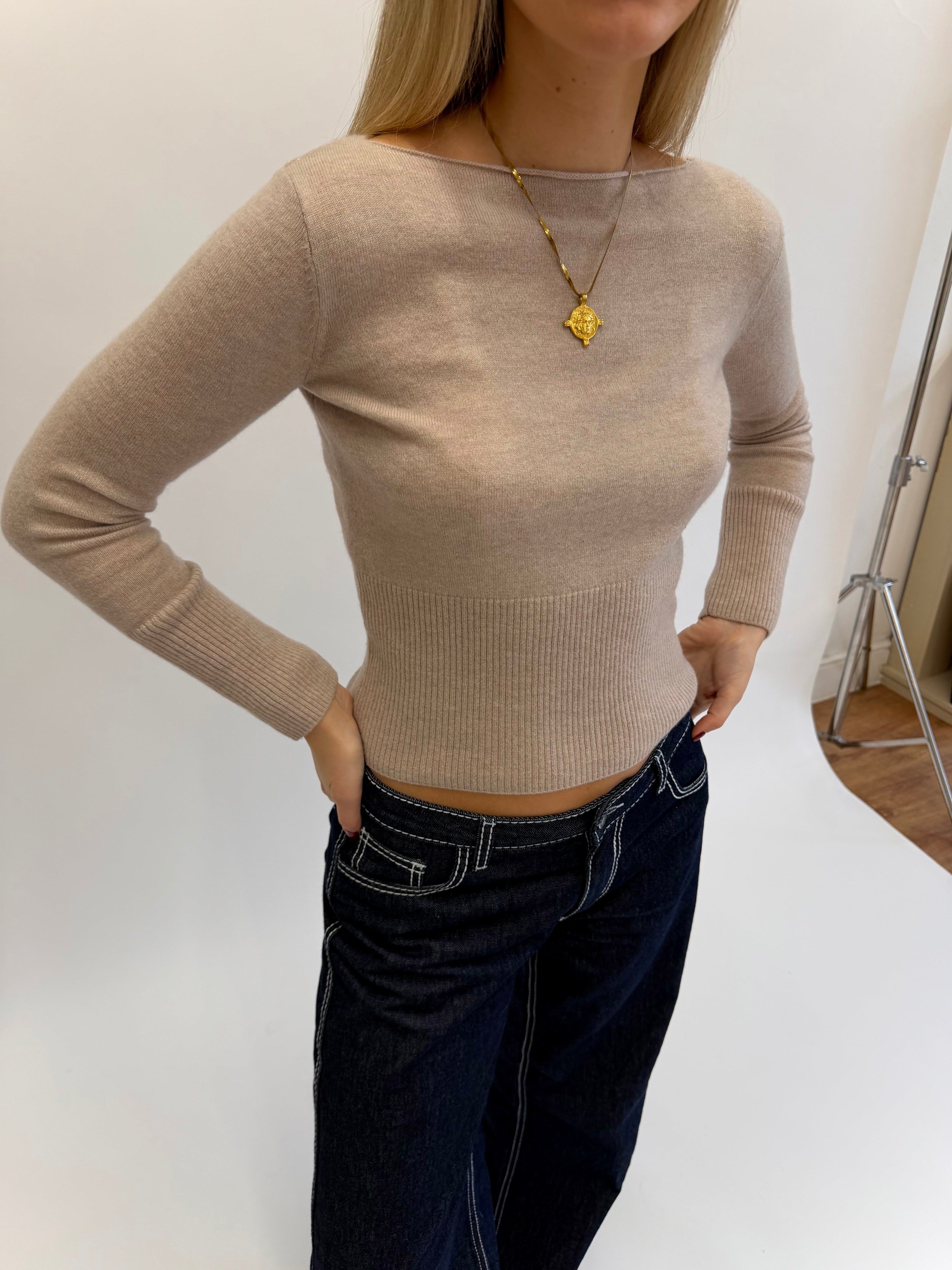 Mia Knit Top - Beige