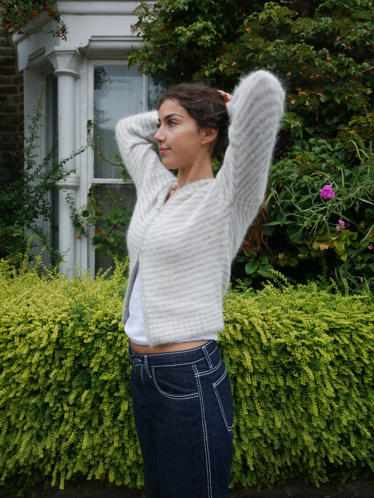 Dual Zip Hoodie - Grey Stripe