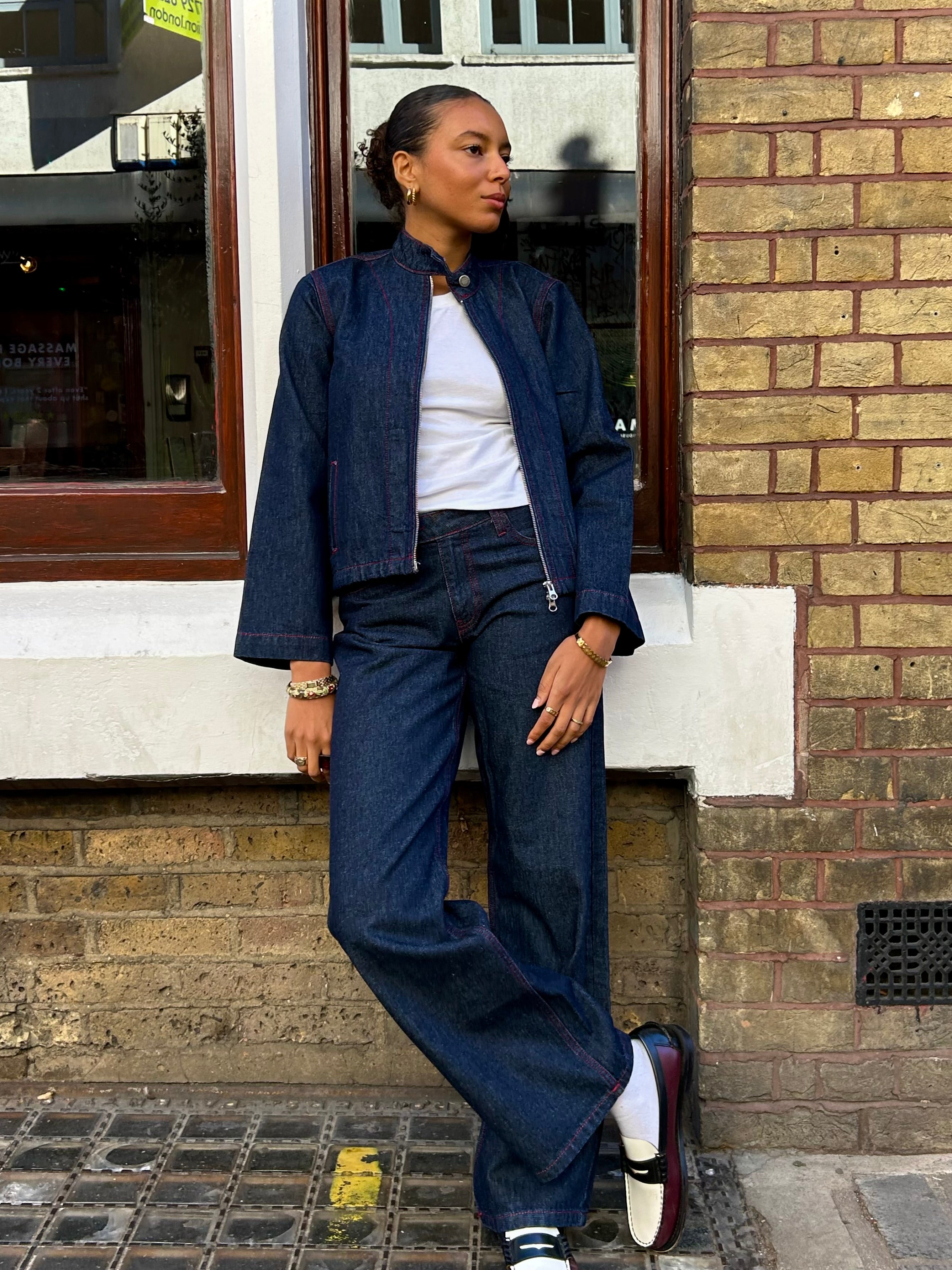 The Nina Jeans - Indigo & Red