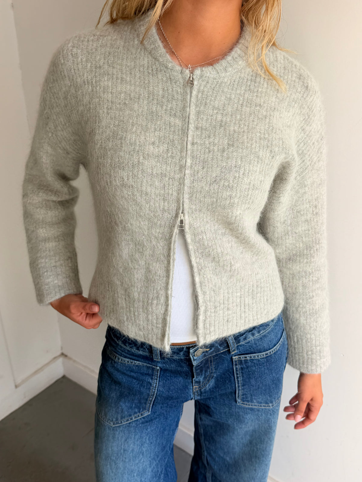 Dual Zip Bomber - Light Grey