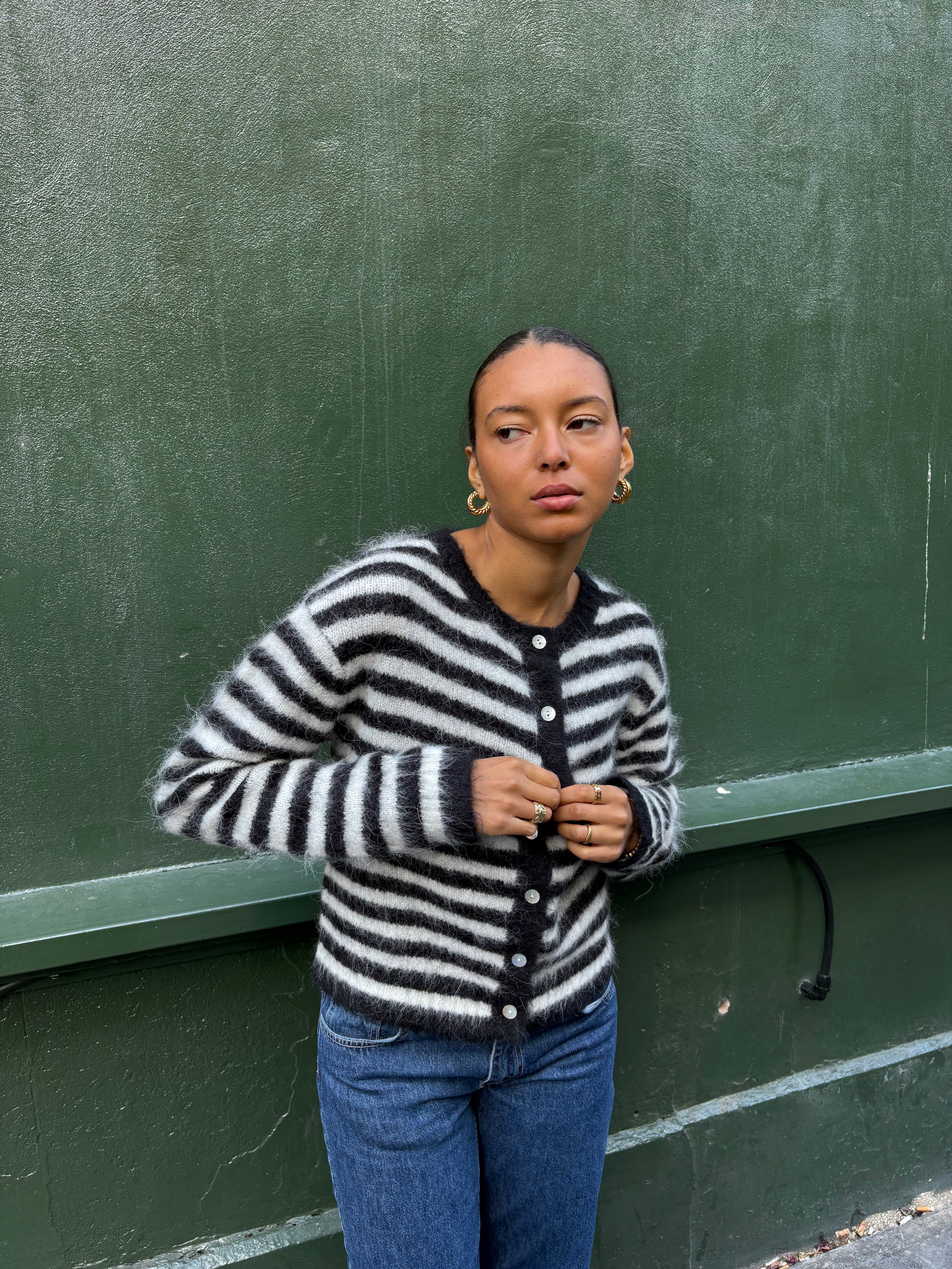 Evie Cardigan - Black Stripe