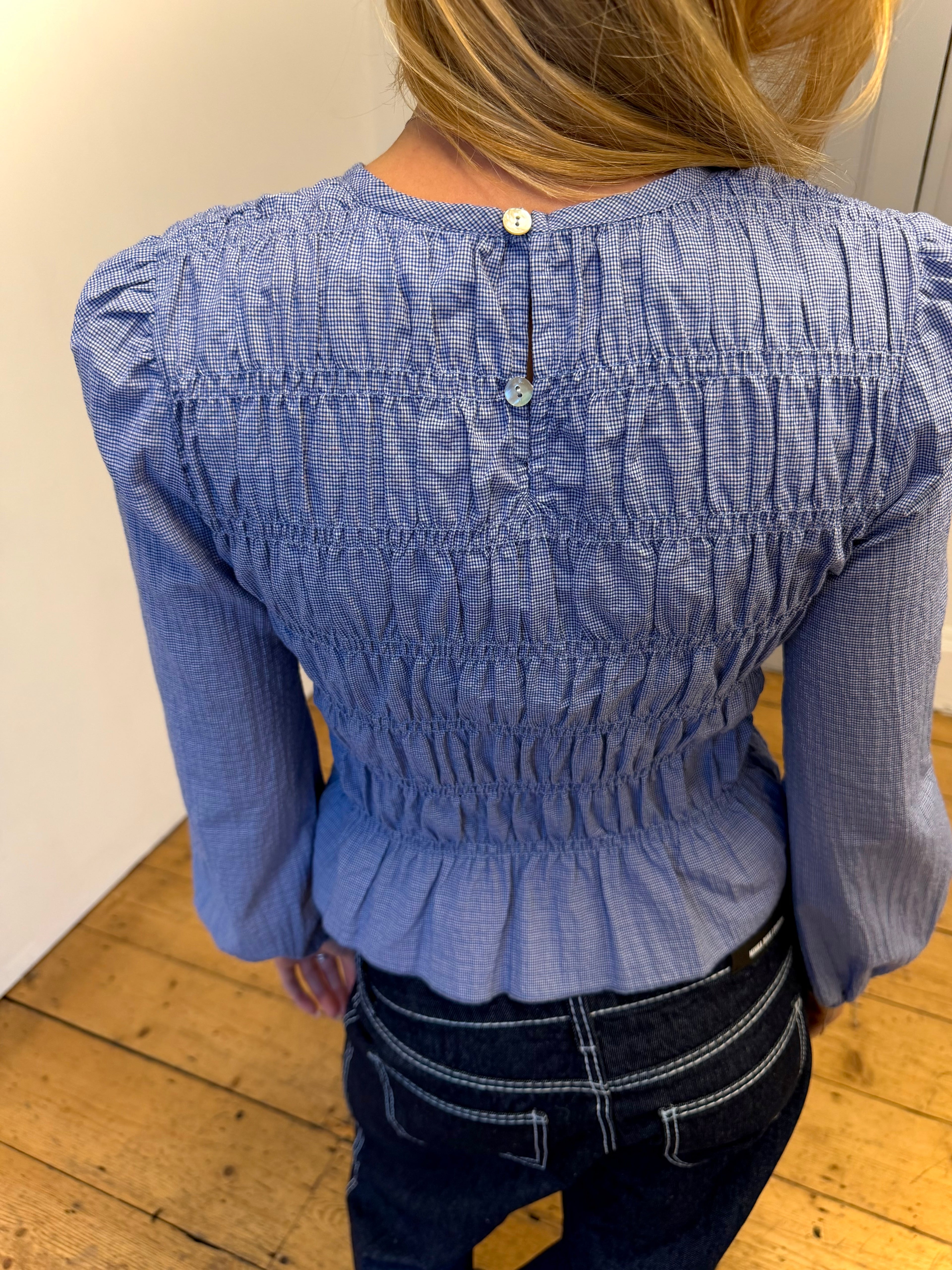 Emmie Blouse Long Sleeve - Blue Check