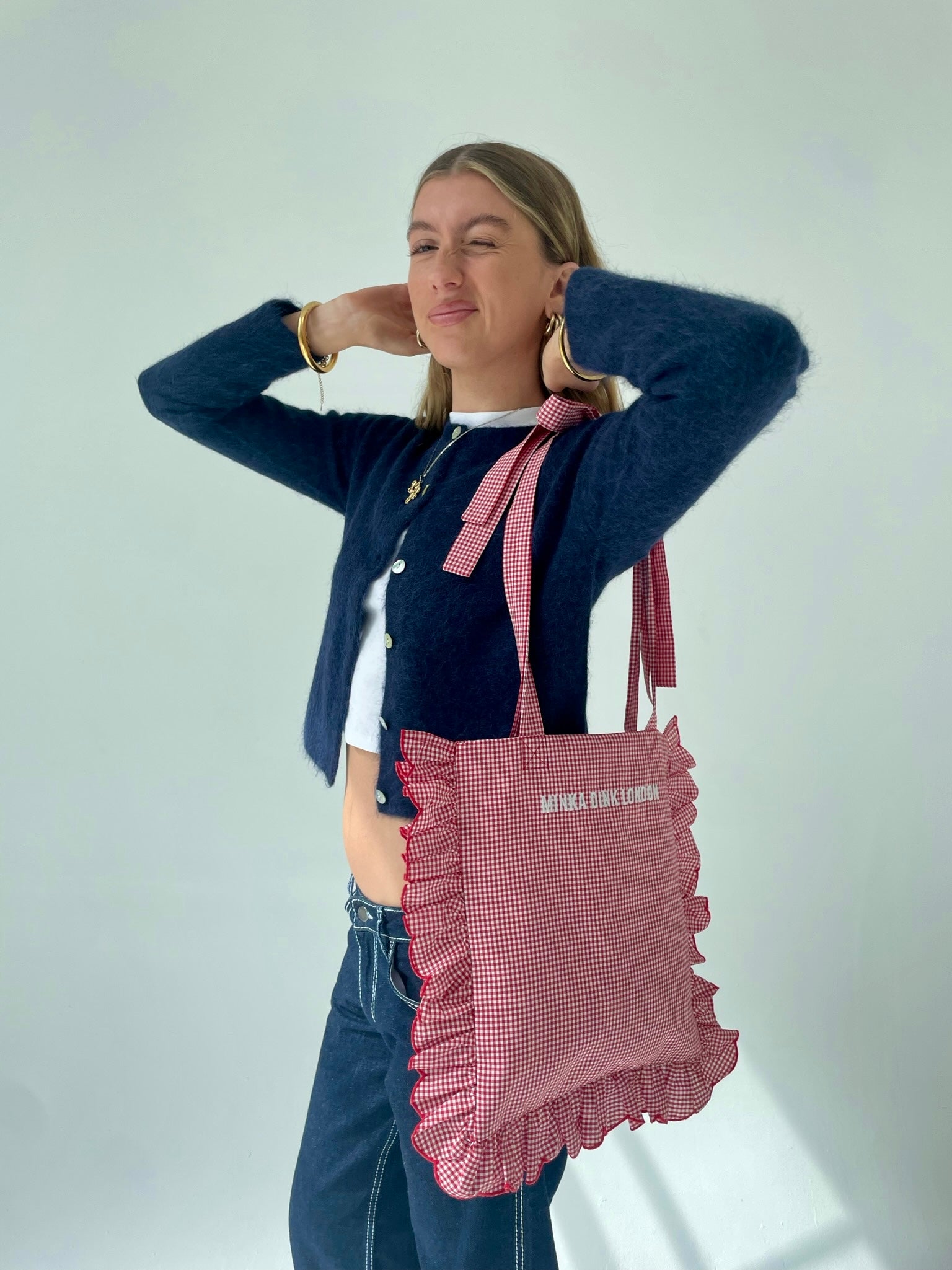 Gingham Tote Bag - Red