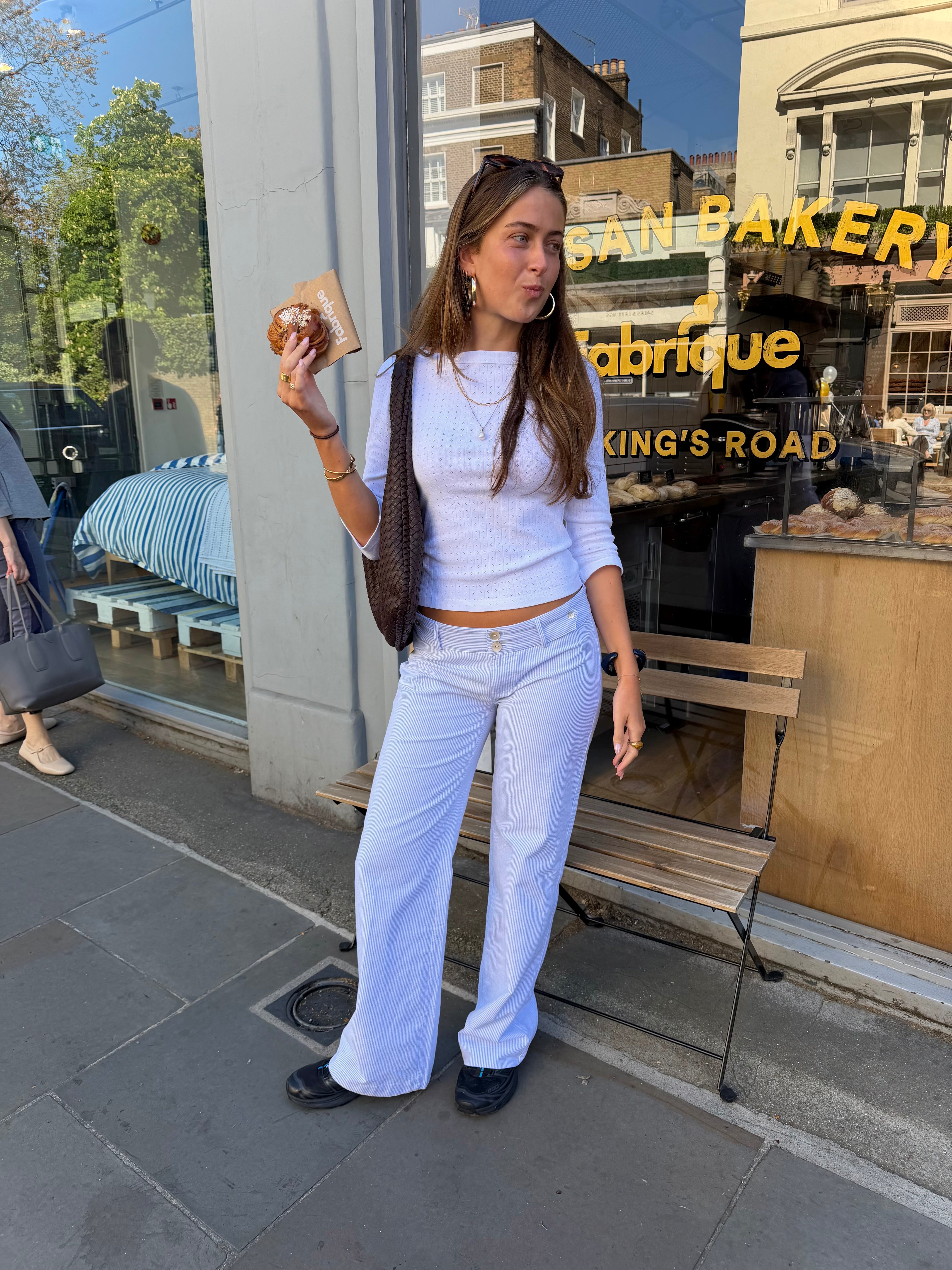 Pia Trousers - White & Blue