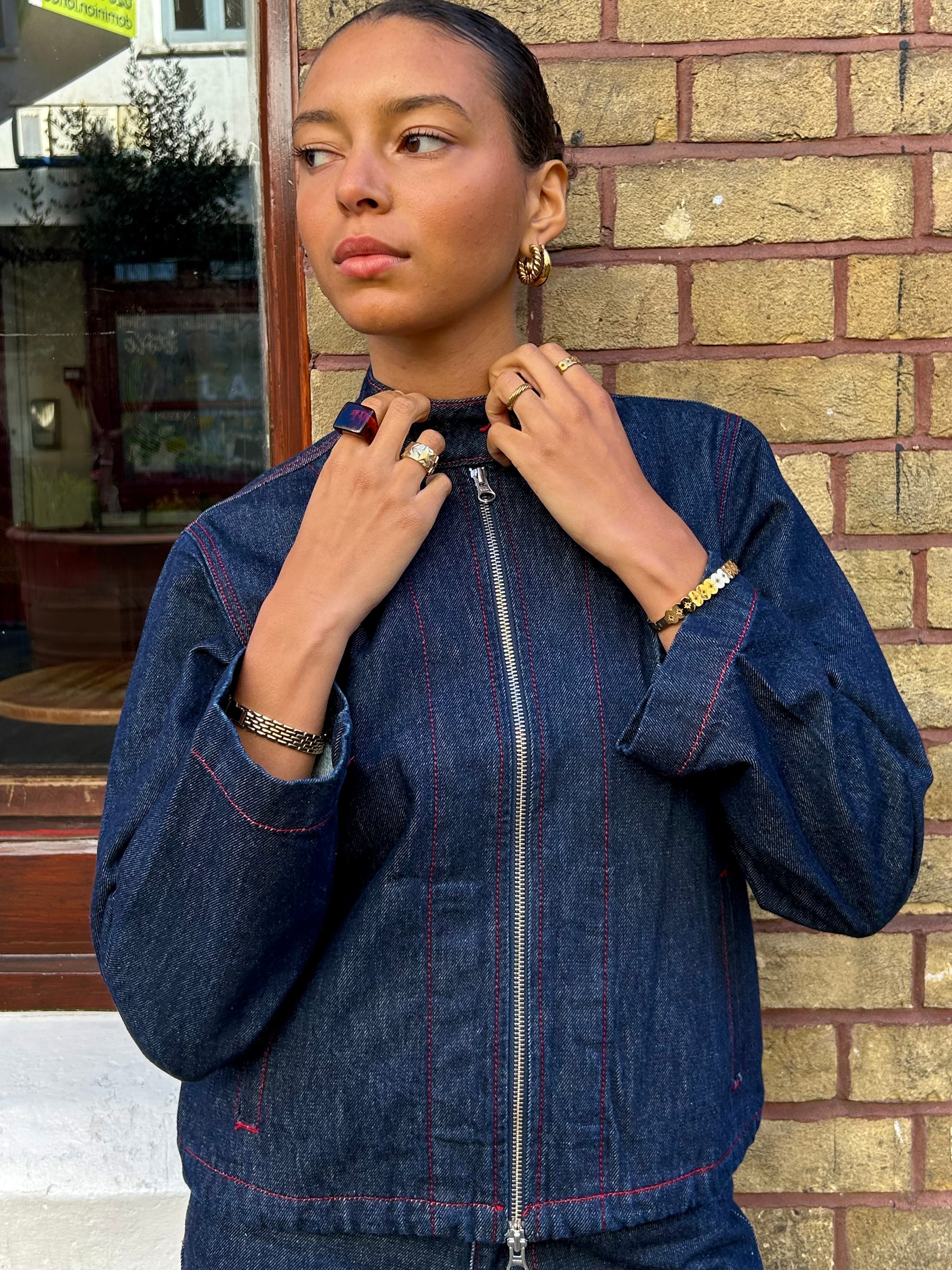 The Nina Jacket - Indigo & Red