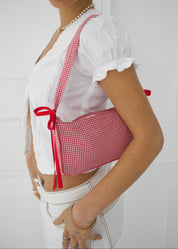 Gingham Shoulder Bag - Red