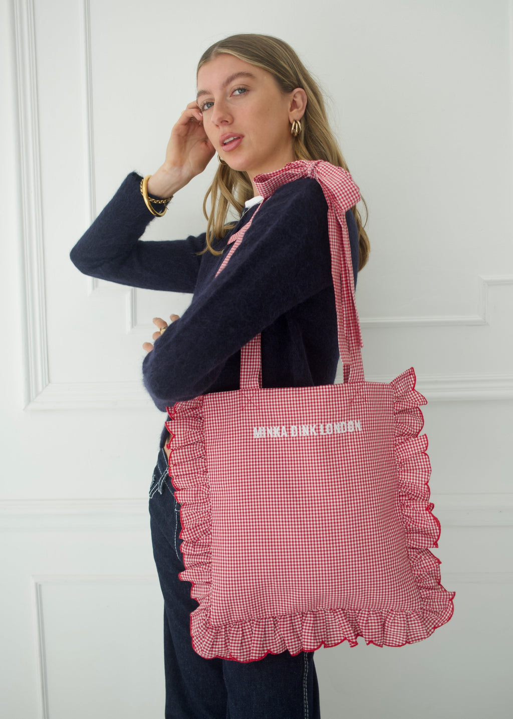 Gingham Tote Bag - Red