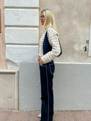The Evie Cardigan - Beige Stripe