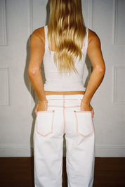 Lila Jeans - White & Red
