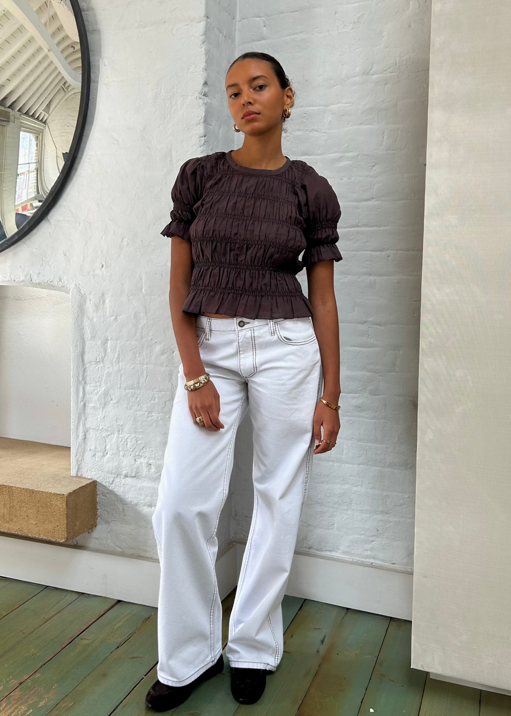 Lila Jeans - White & Brown