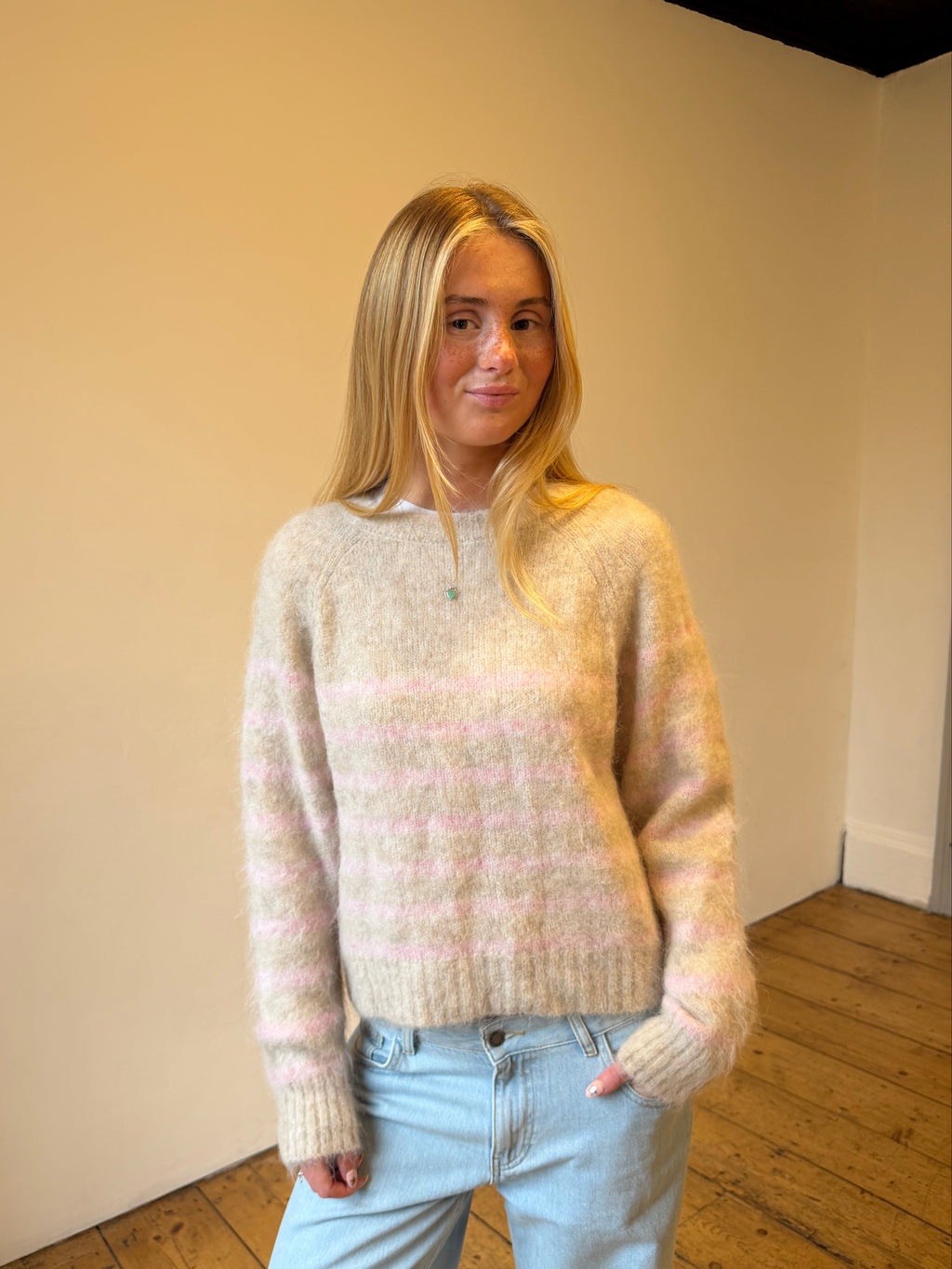 Cara Jumper - Beige & Pink