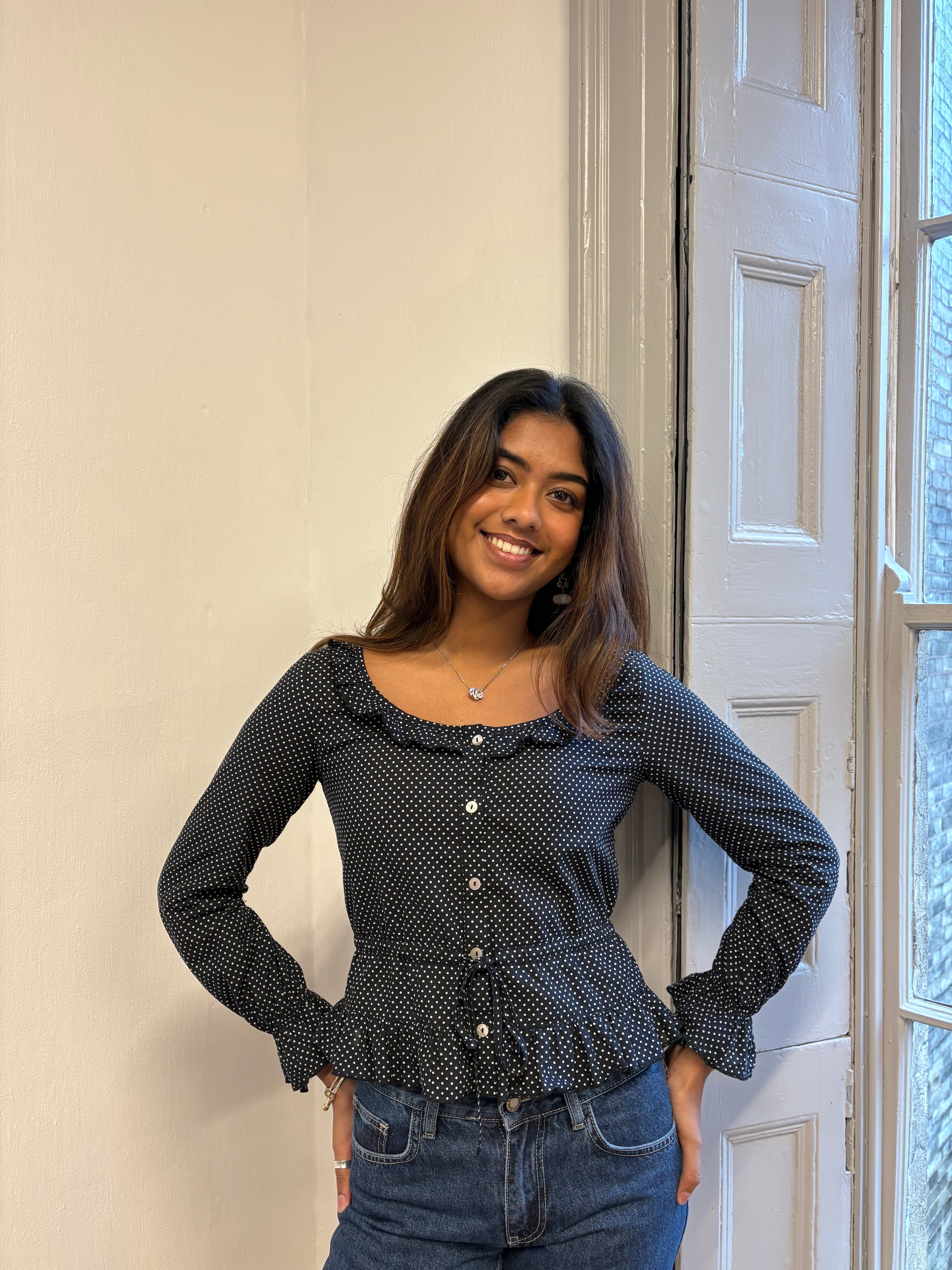 Ines Blouse - Black Polka Dot (Long Sleeve)