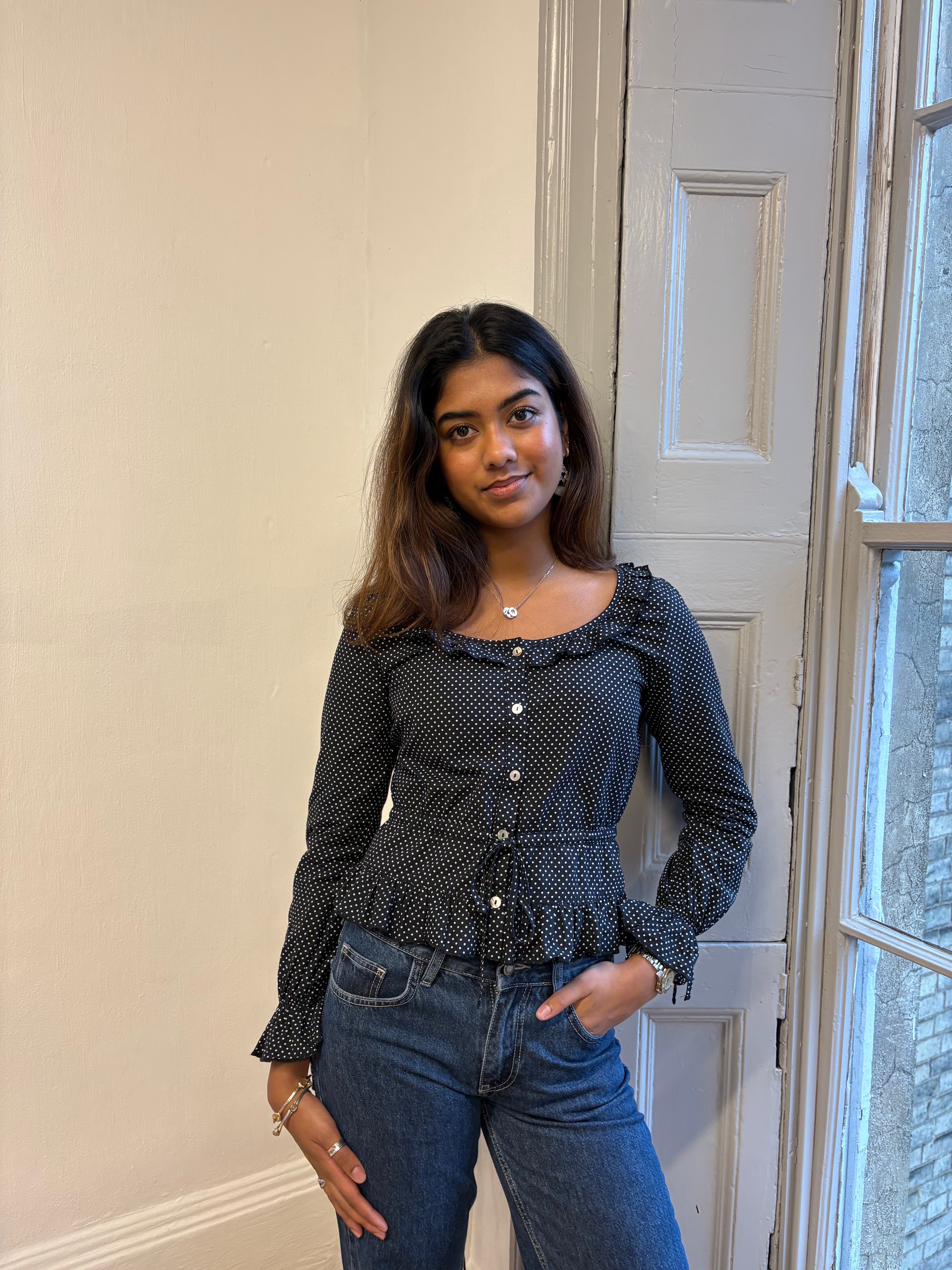 Ines Blouse - Black Polka Dot (Long Sleeve)