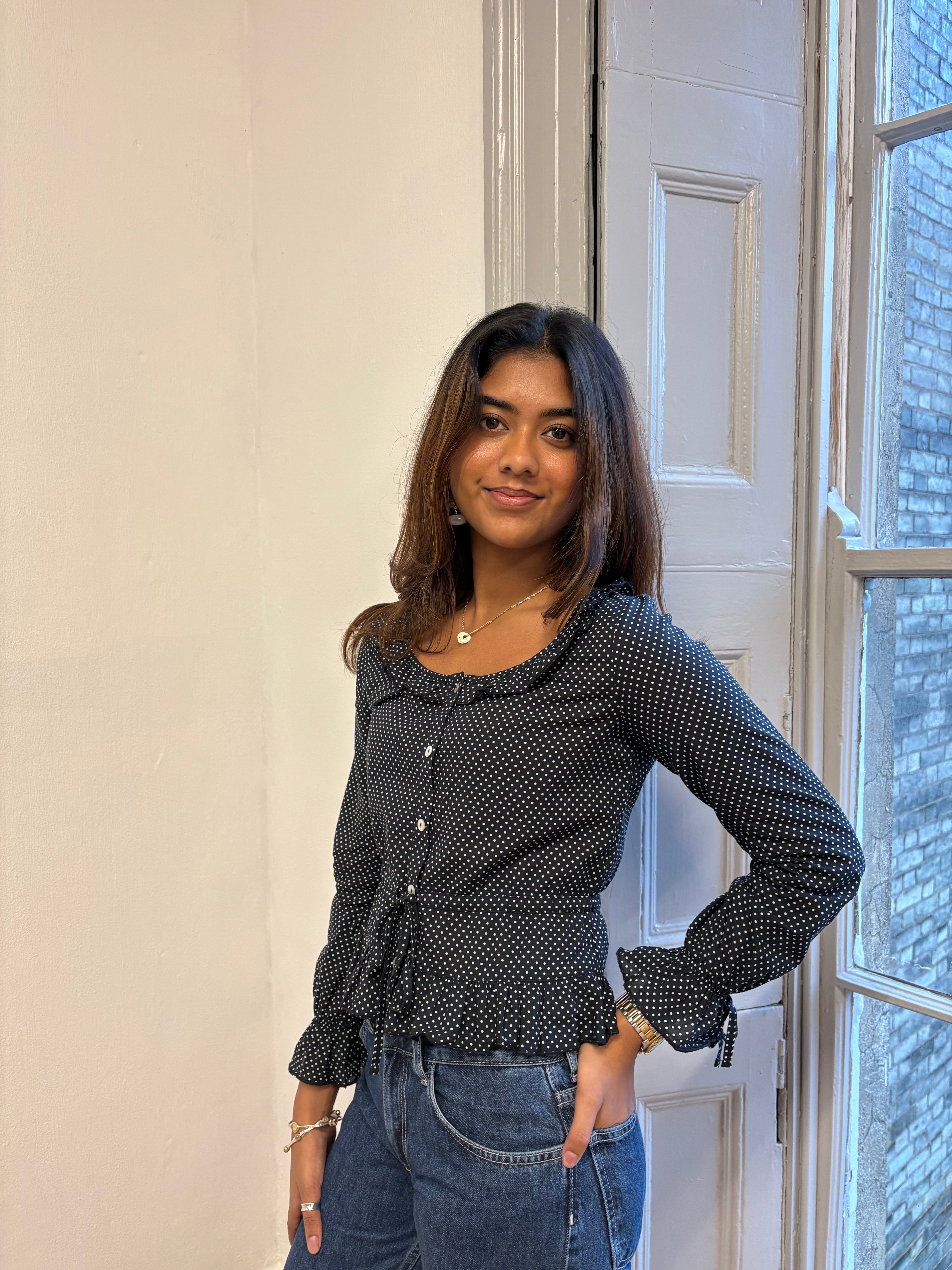 Ines Blouse - Black Polka Dot (Long Sleeve)