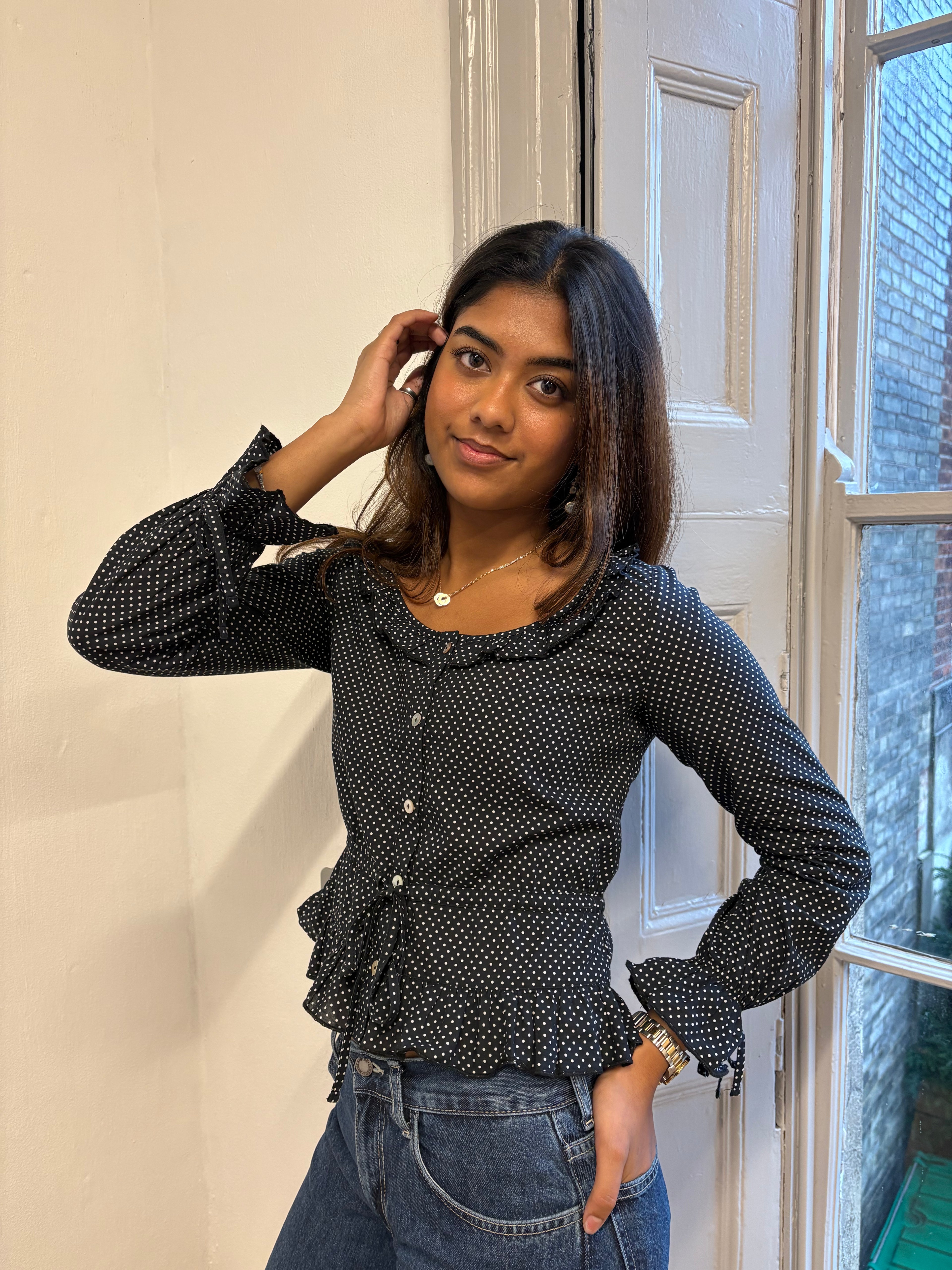 Ines Blouse - Black Polka Dot (Long Sleeve)