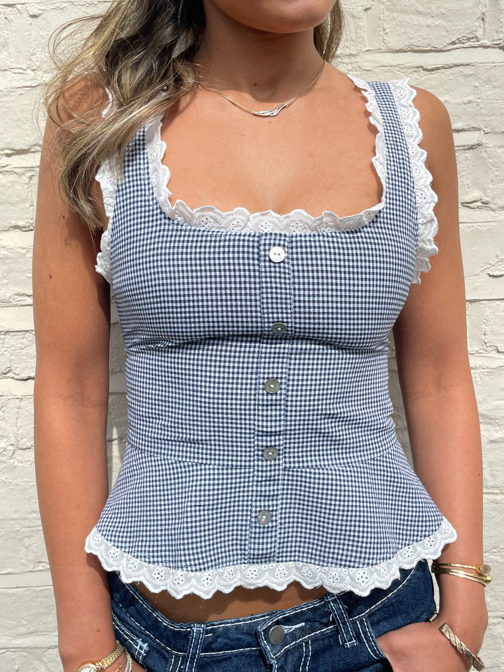 Lola Top - Blue Gingham