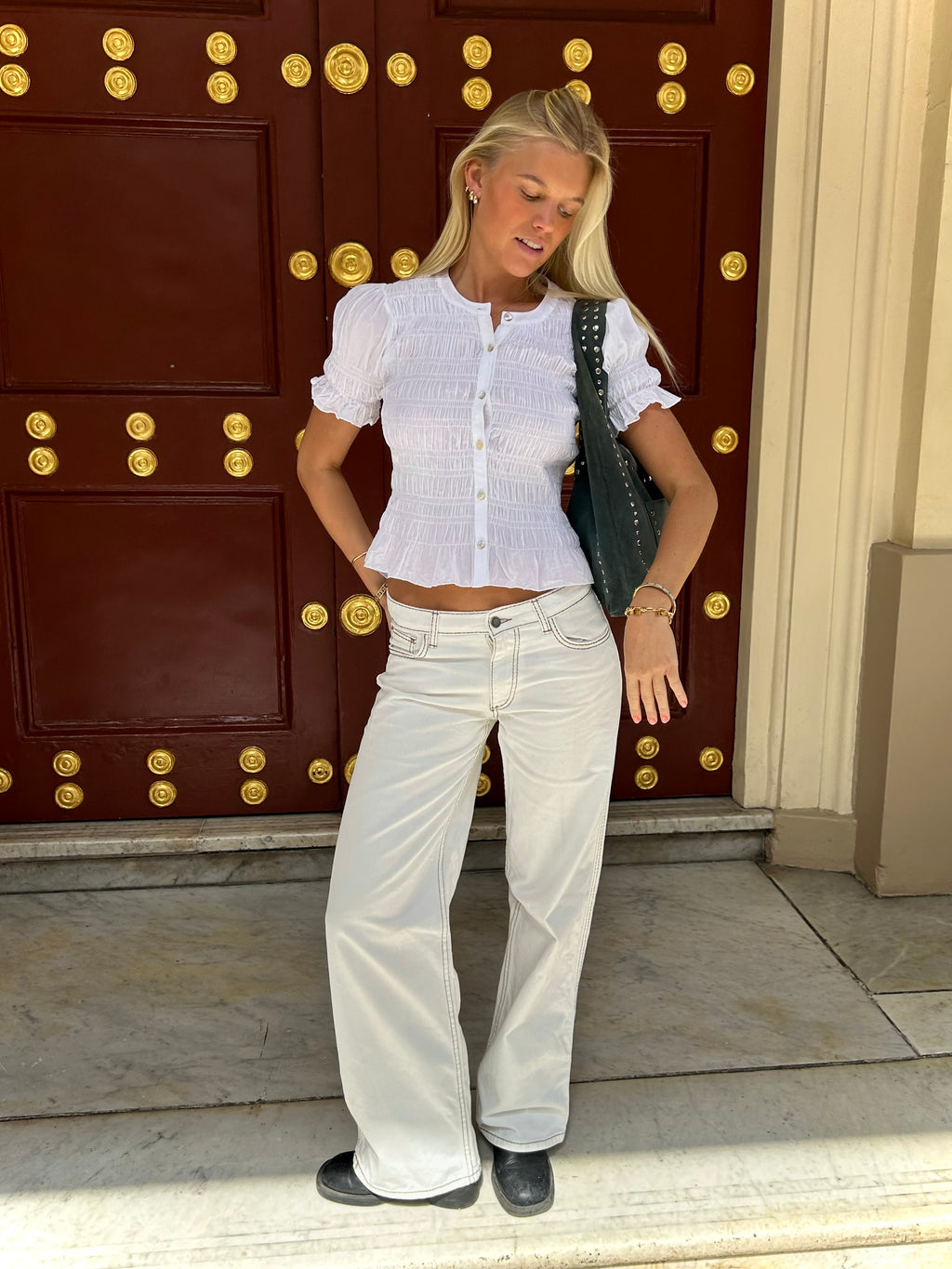 Lila Jeans - White & Brown