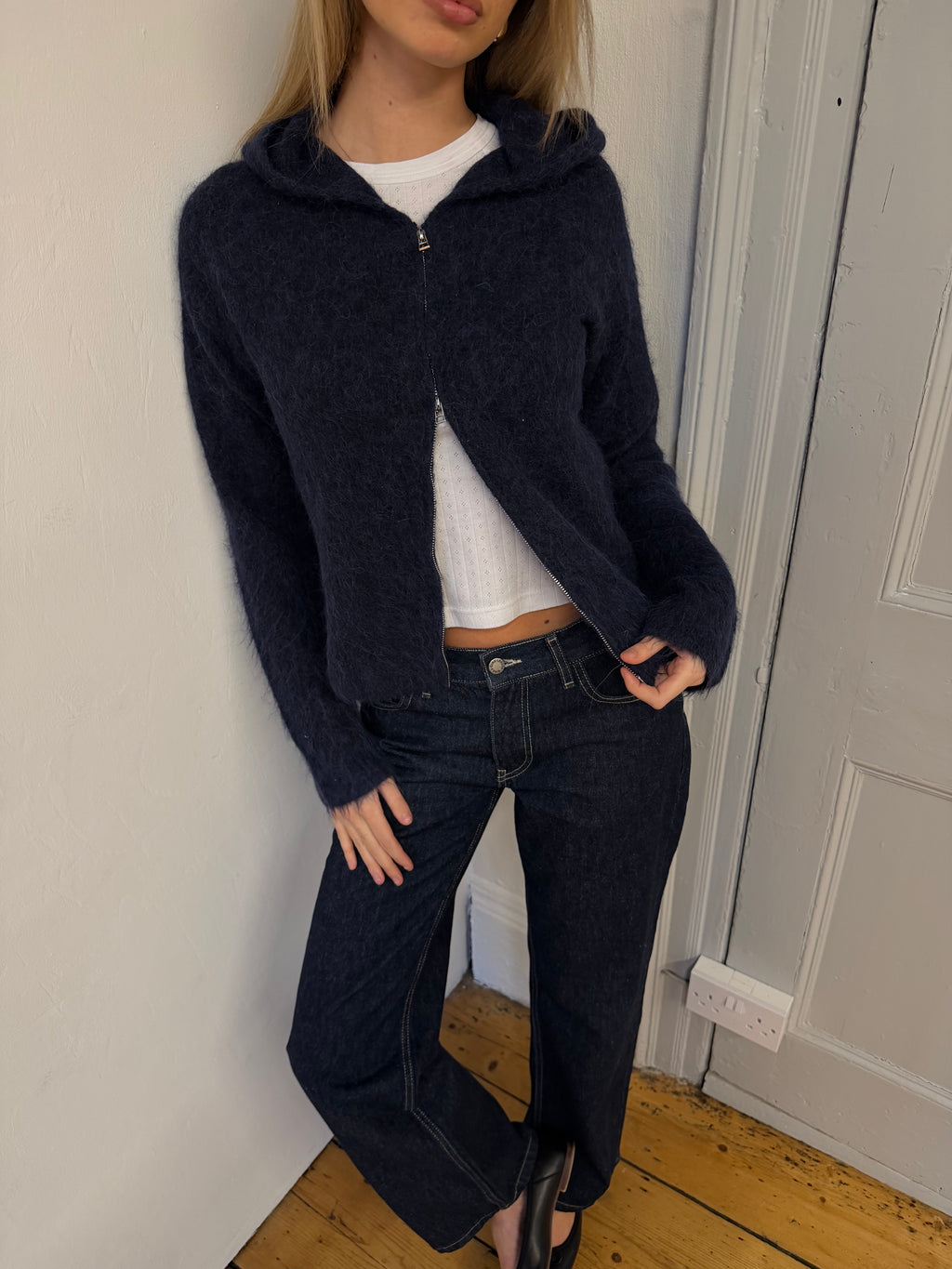 Dual Zip Hoodie - Navy