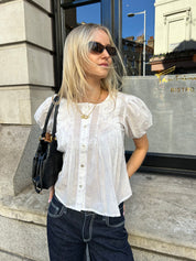 The Poppy Blouse - White & Lilac