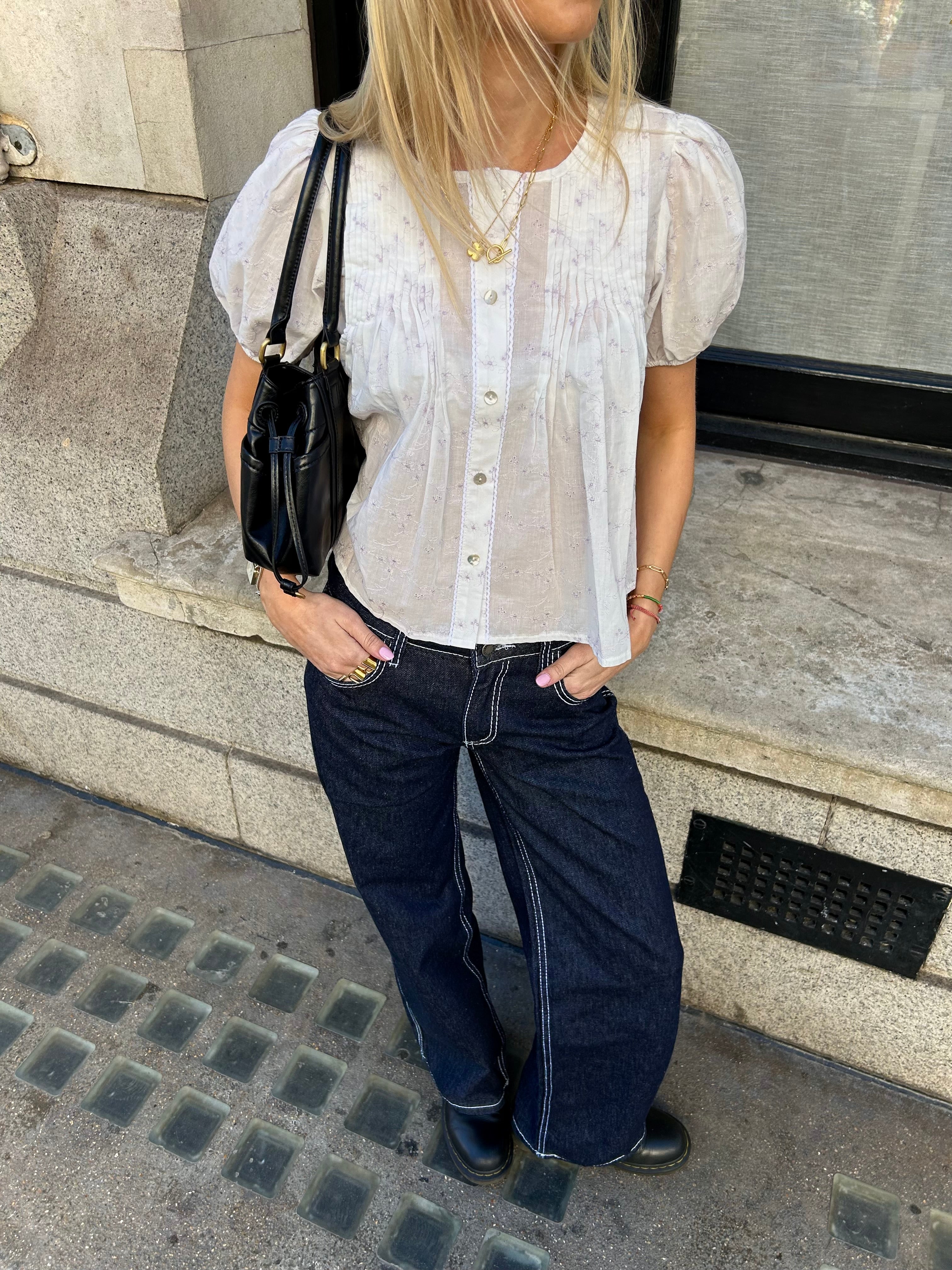 The Poppy Blouse - White & Lilac