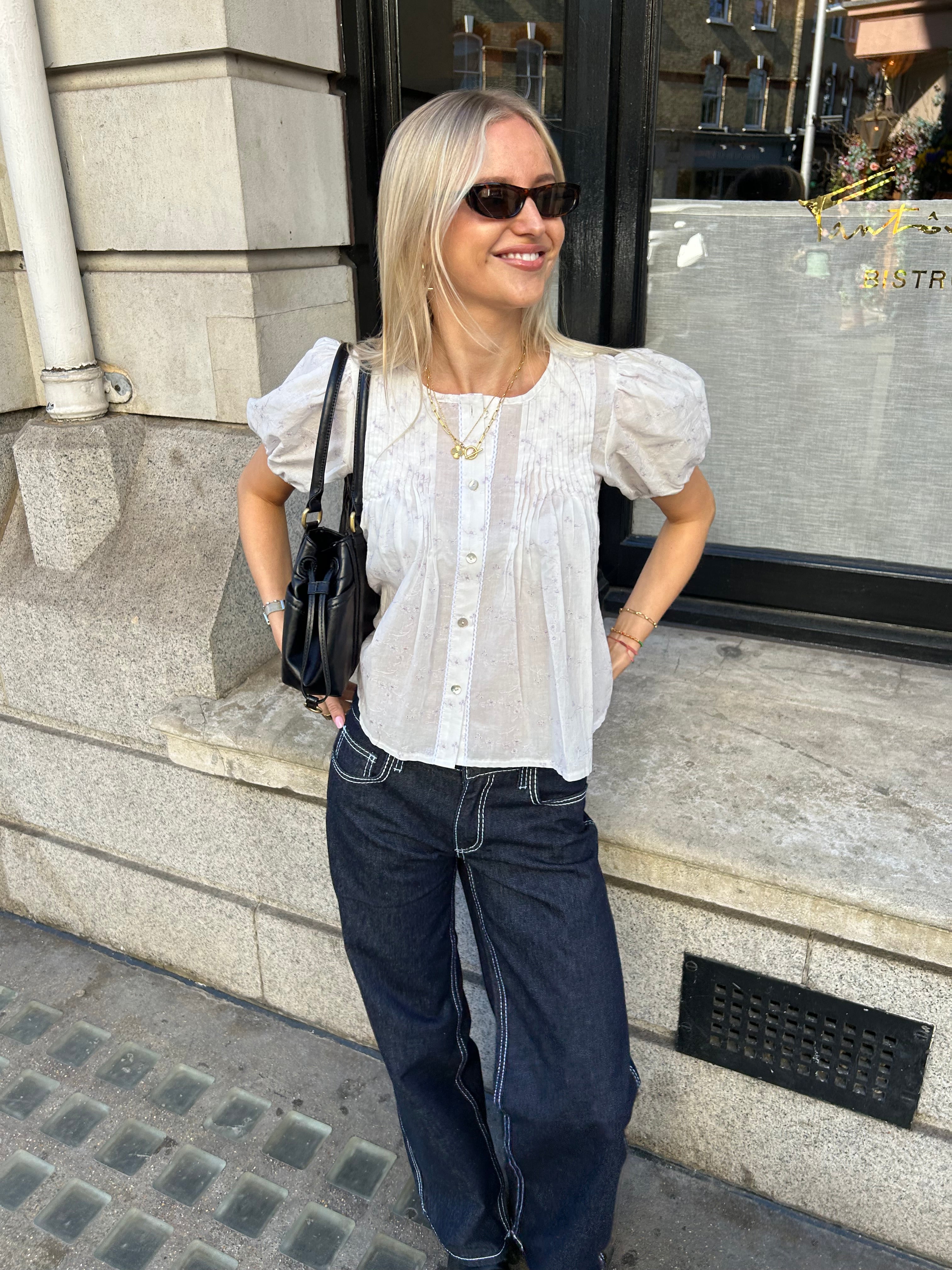 The Poppy Blouse - White & Lilac