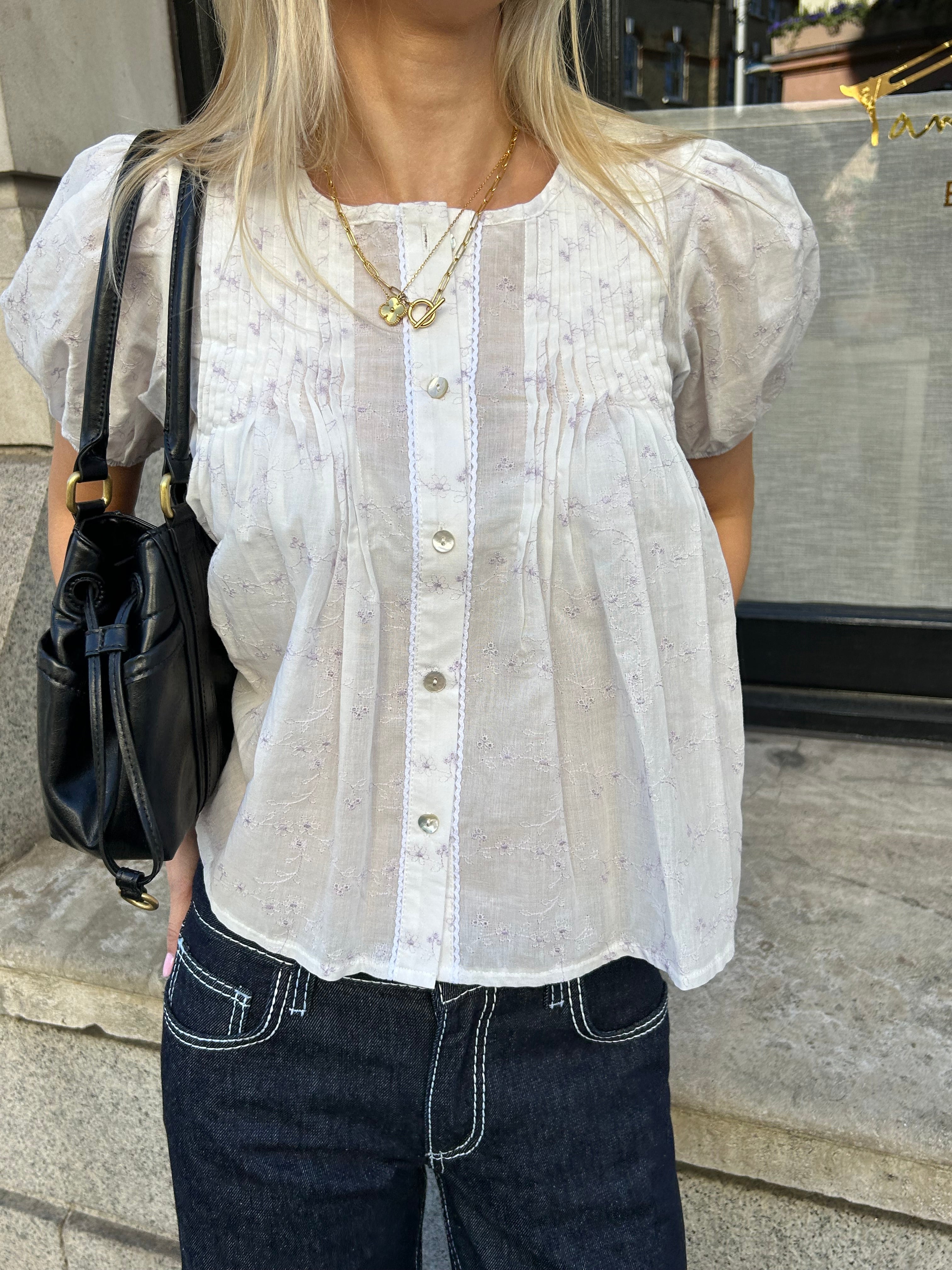 The Poppy Blouse - White & Lilac