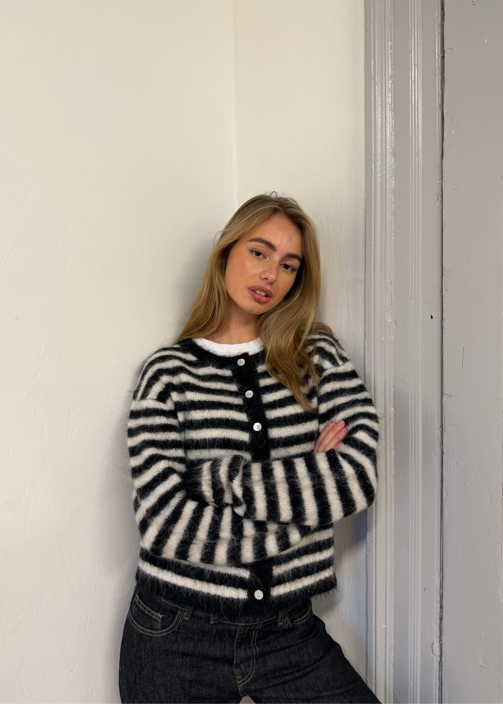 Evie Cardigan - Black Stripe