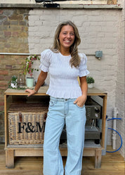 Emmie Blouse - White & Baby Blue