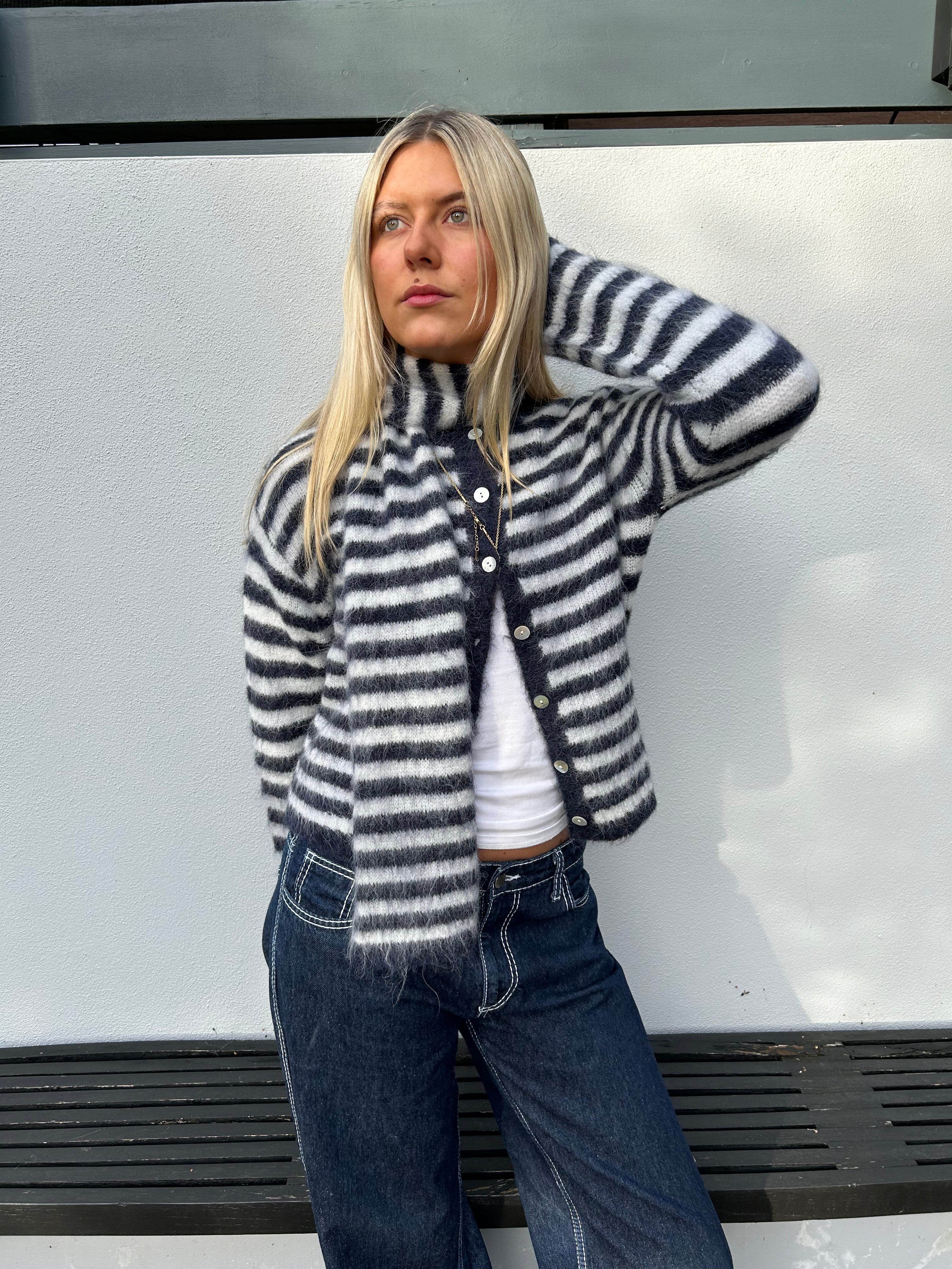 The Evie Scarf - Navy Stripe