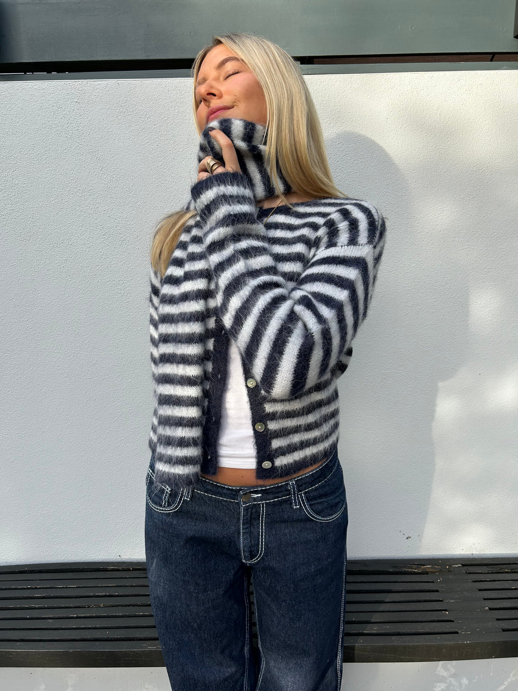 Evie Scarf - Navy Stripe