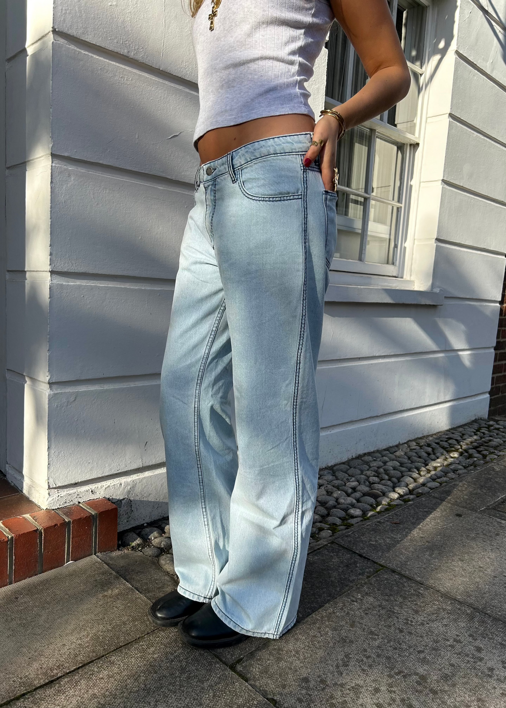 Powder Blue Jean Powder Blue Lila Jeans | Low Rise Wide Leg Jeans – Minka Dink London