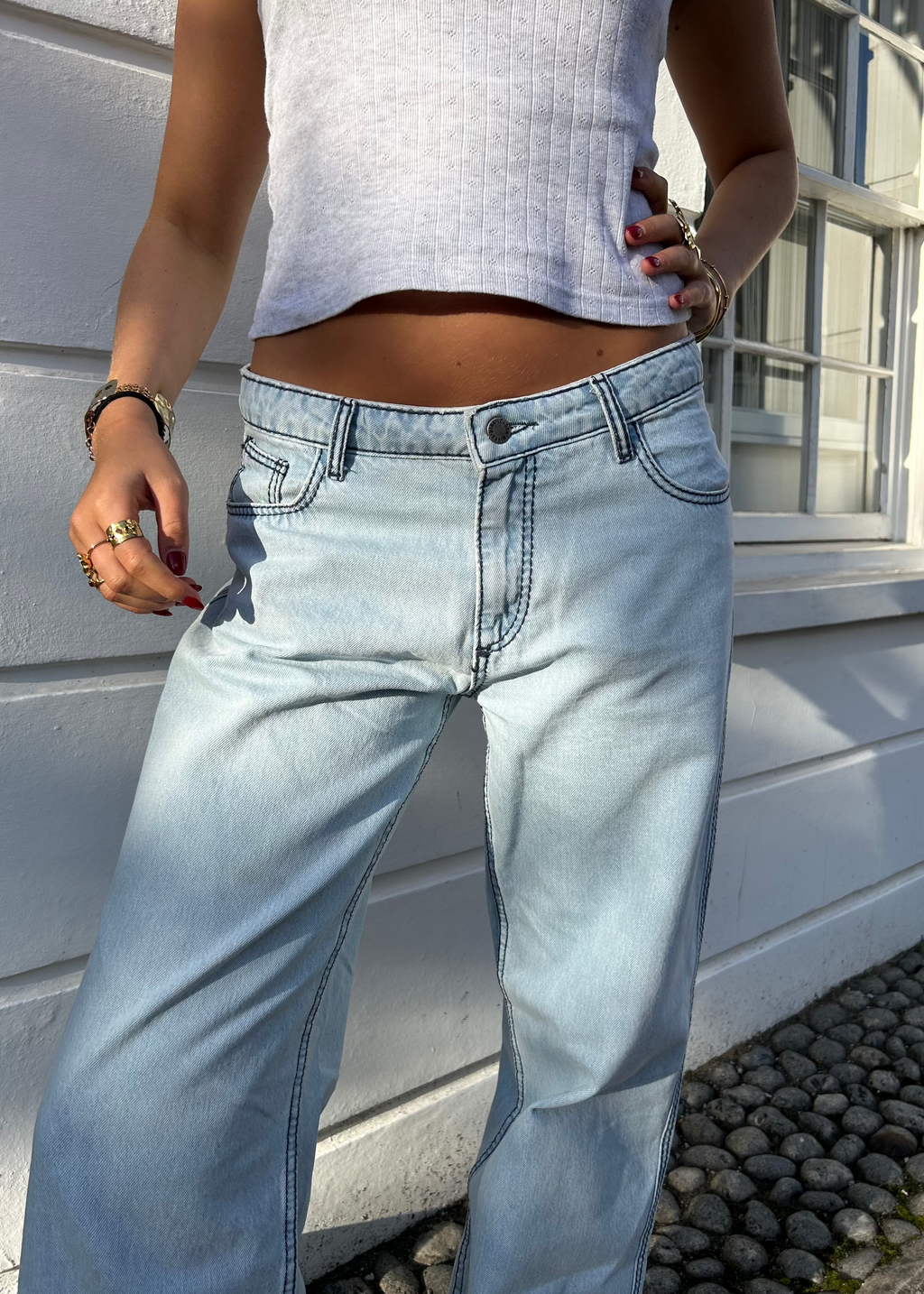 Powder Blue Jean Powder Blue Lila Jeans | Low Rise Wide Leg Jeans – Minka Dink London