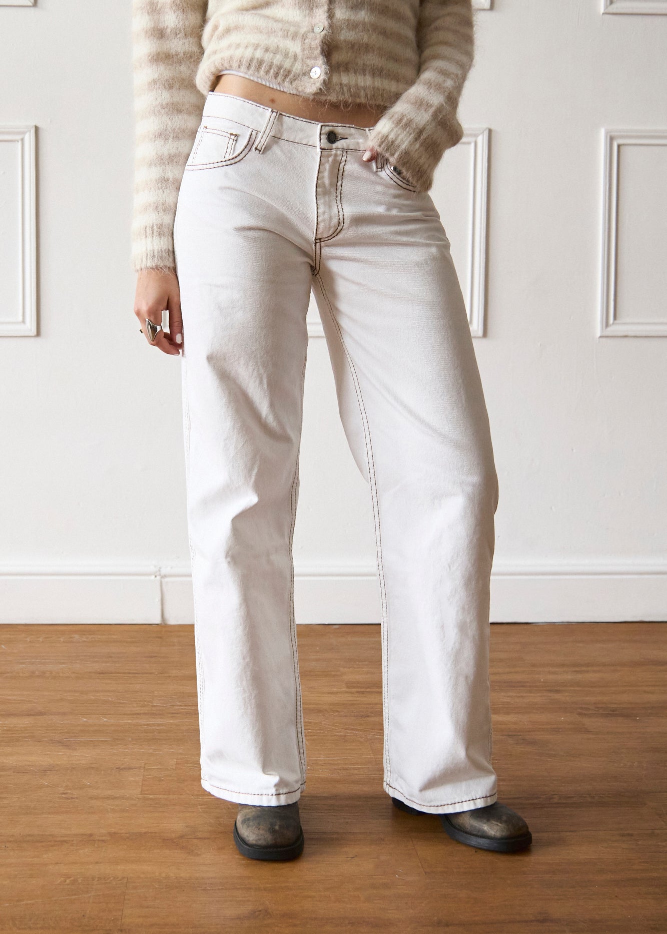 Lila Jeans - White & Brown