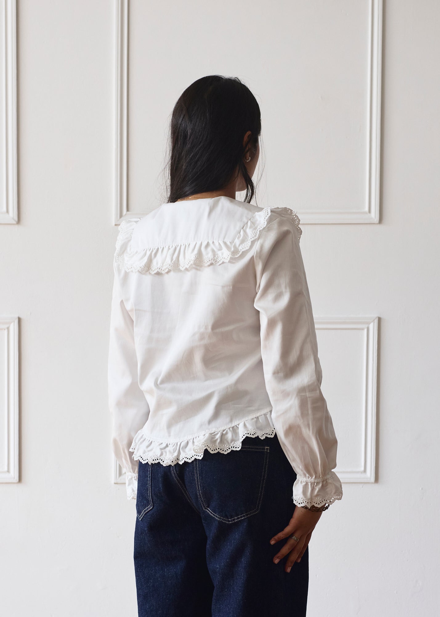 White Billie Blouse | Long Sleeved Collared Blouse – Minka Dink London