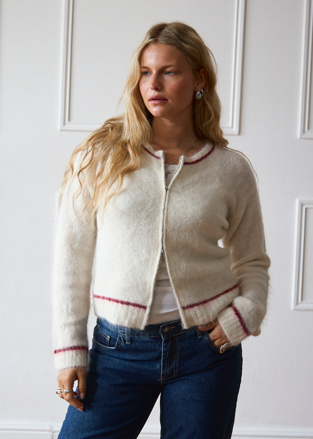 Dual Zip Jumper - Cream