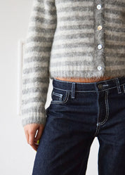 The Evie Cardigan - Grey Stripe
